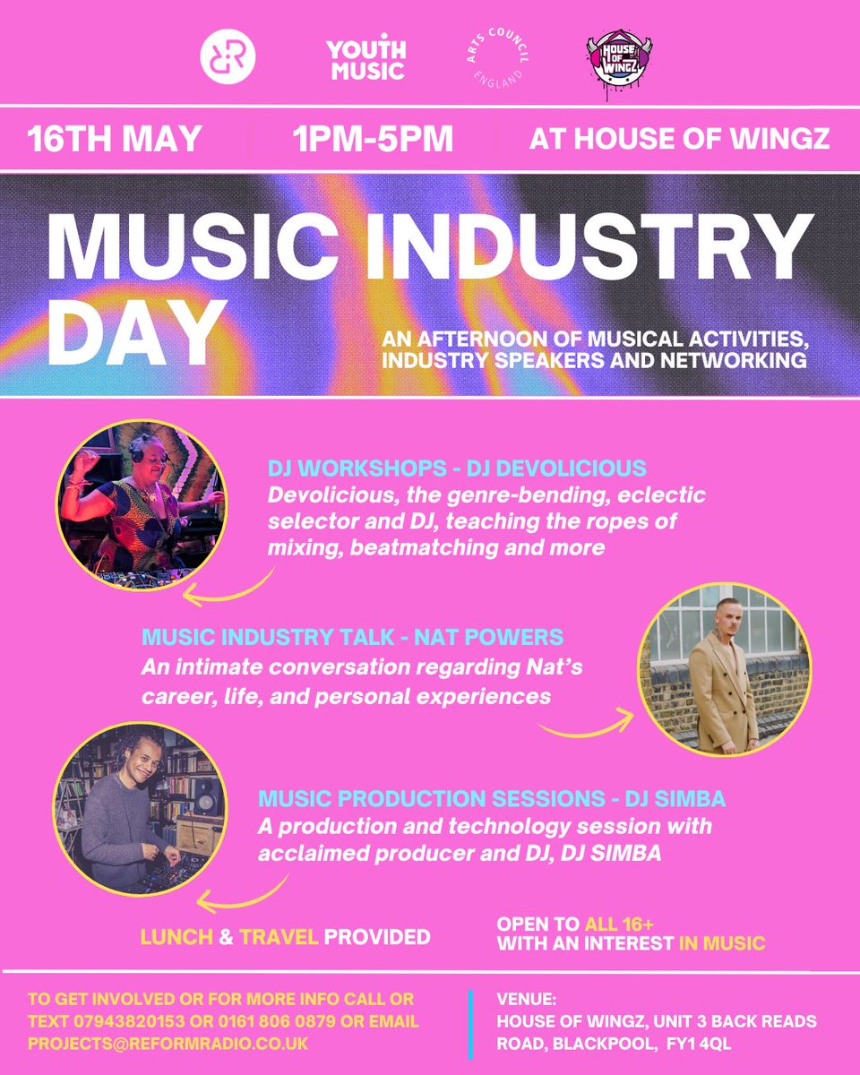 Bringing our very first music industry day to House of Wingz with our partners from @ReformRadioMCR . Sign up 👇 #houseofwingz #youthmusic