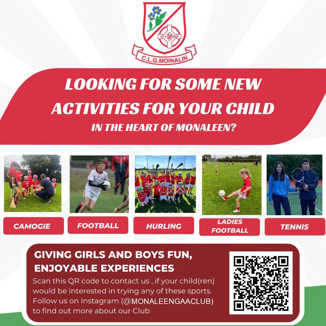 Located in the heart of the Community, Monaleen GAA Club offers a variety of sports for girls and boys. Our ethos at underage is fun, friendship, fair play and participation, letting the kids enjoy sport and exercise with their friends, in a team environment. 🇵🇪🇵🇪