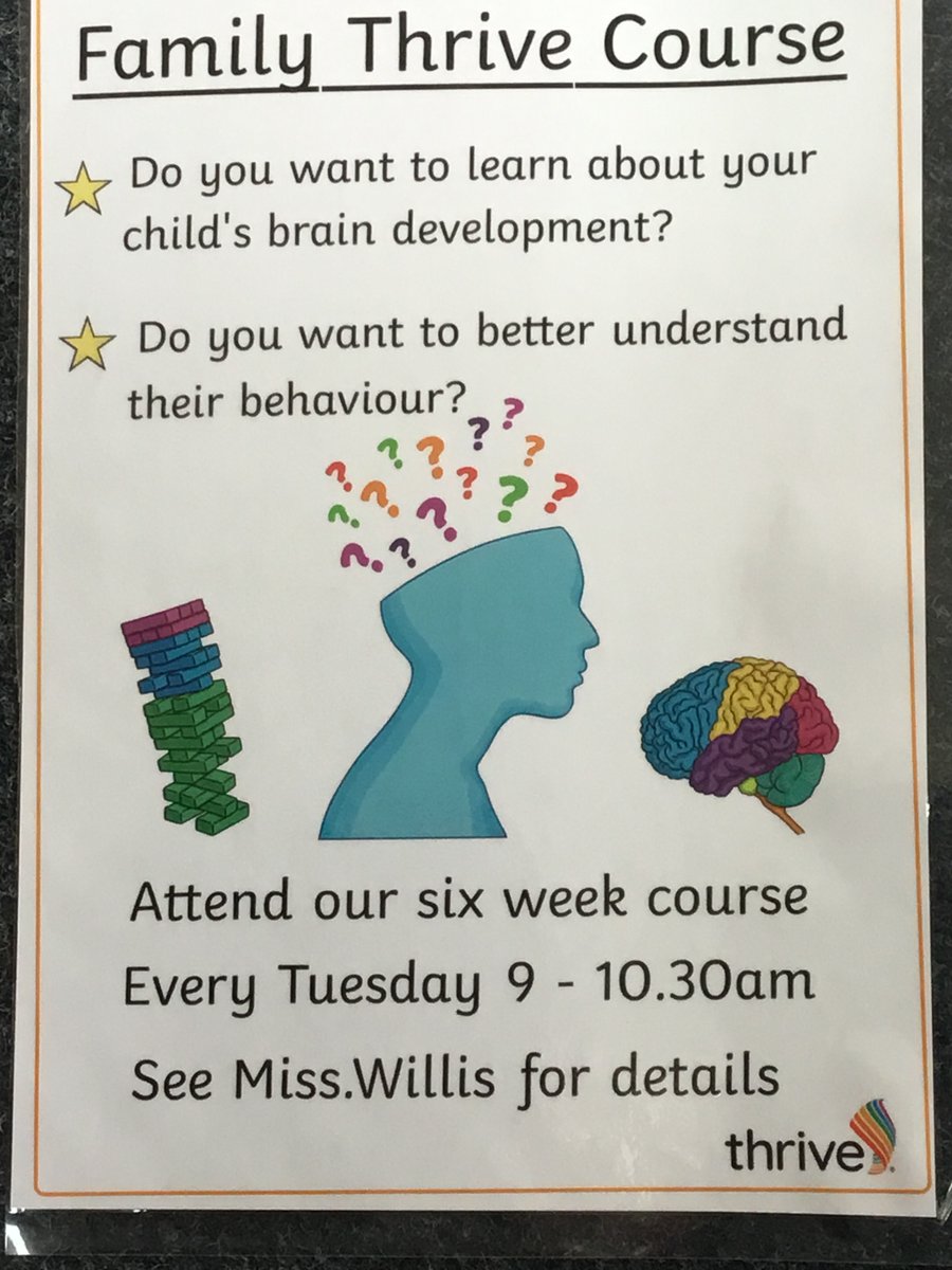 Come and join our Family Thrive course next Tuesday 9-10.30 to help you to understand how our brain grows and to help understand behaviour. See Miss Willis for details. #nppschfamilyengagement