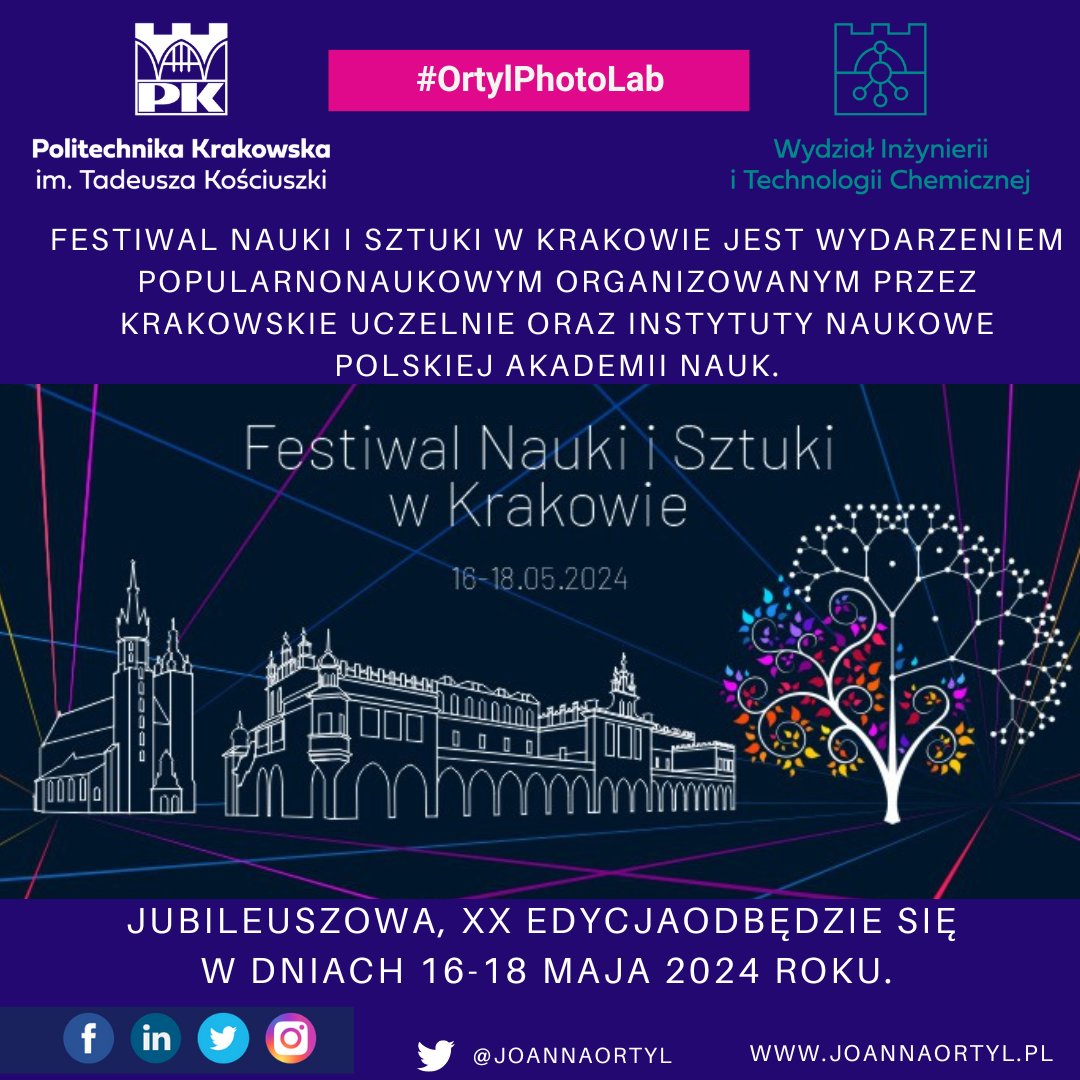 Joanna Ortyl (@joannaortyl) on Twitter photo #OrtylPhotoLab We would like to invite you to the Festival of Science and Art in Krakow today <a href="/fnkrakow/">Festiwal Nauki i Sztuki w Krakowie</a> . We will be presenting our latest scientific research and inventions in Applied #Photochemistry and #3D printing‼️🚀 #OrtylPhotoLab We would like to invite you to the Festival of Science and Art in Krakow today <a href="/fnkrakow/">Festiwal Nauki i Sztuki w Krakowie</a> . We will be presenting our latest scientific research and inventions in Applied #Photochemistry and #3D printing‼️🚀