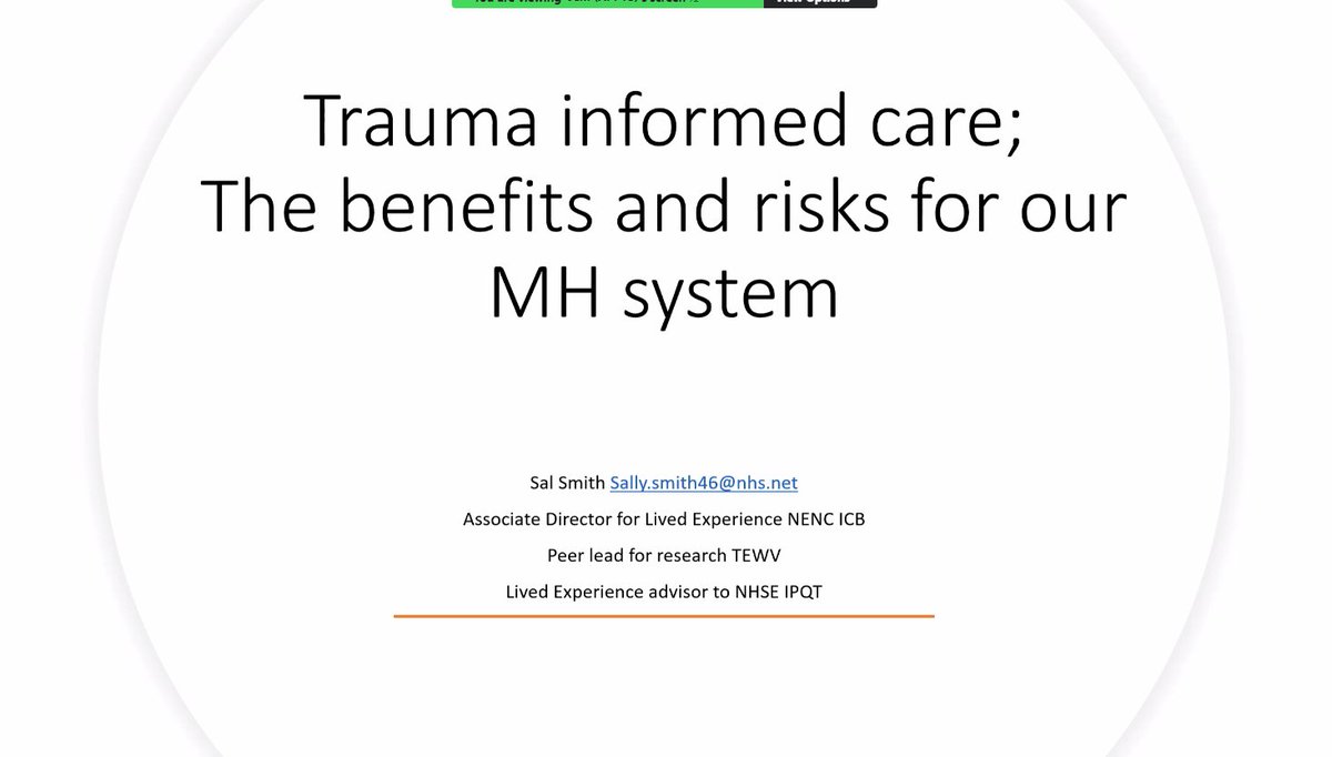 A very raw and insightful presentation by Sal on 'A lived experience perspective on trauma-informed care' #APPTS <a href="/NENC_NHS/">North East and North Cumbria NHS</a>