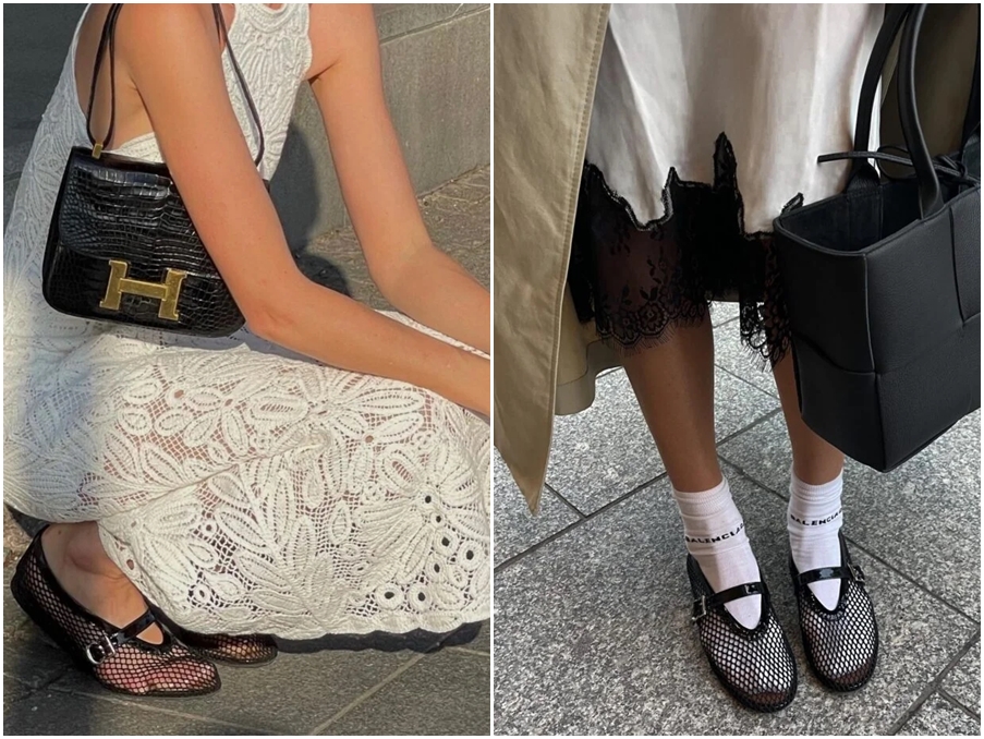 ALAIA 2024 #알라이아플랫 피쉬넷 피시넷 발레리나 블랙 (출처 : 스마트스토어 > 원더걸 구매대행 | 네이버 스마트스토어) naver.me/GrNaZGGK