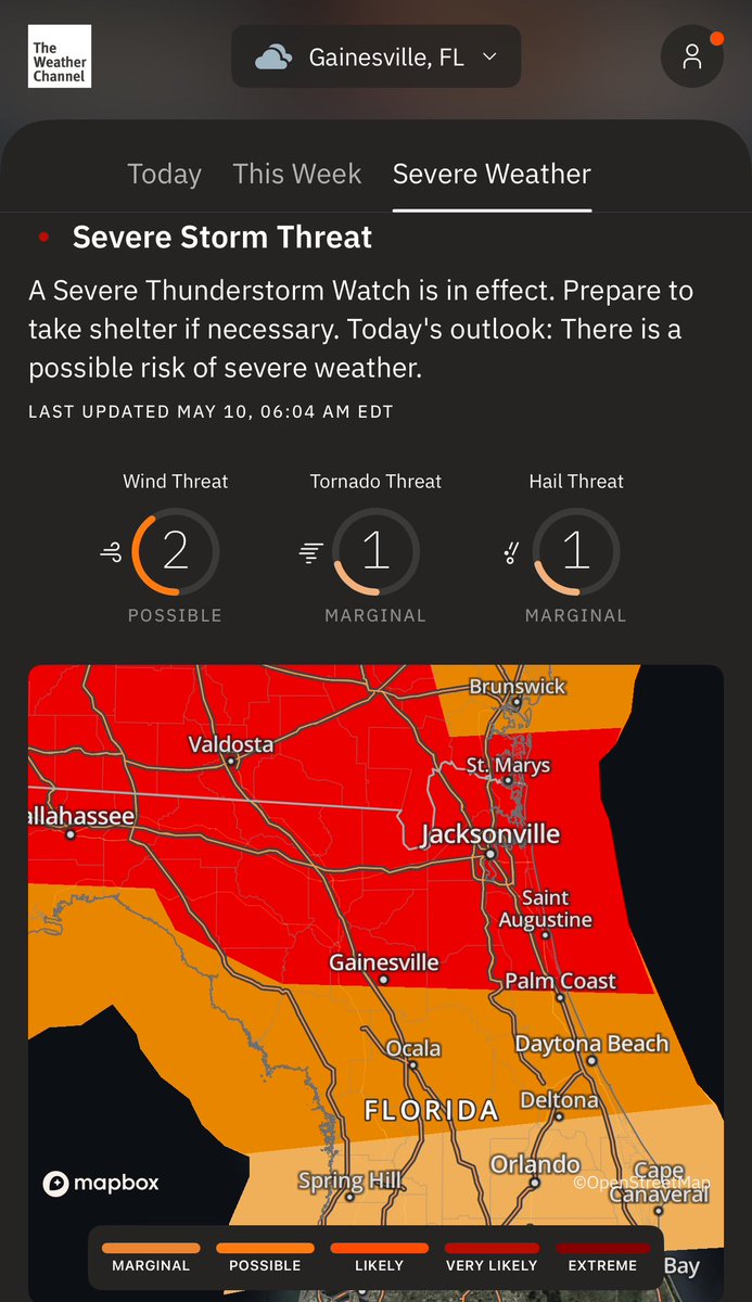 Head up Saints. We are under a severe storm threat until noon today.