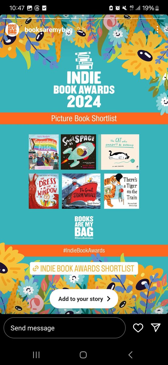 I'm thrilled that There's a Tiger on the Train by @rebecca_cobb and I has been shortlisted for The Indie Book Award @booksaremybag alongside such stunning competition 🙌😍! A HUGE thanks to the wonderful Indie bookshops who have supported this picture book 🐯💖. @FaberChildrens