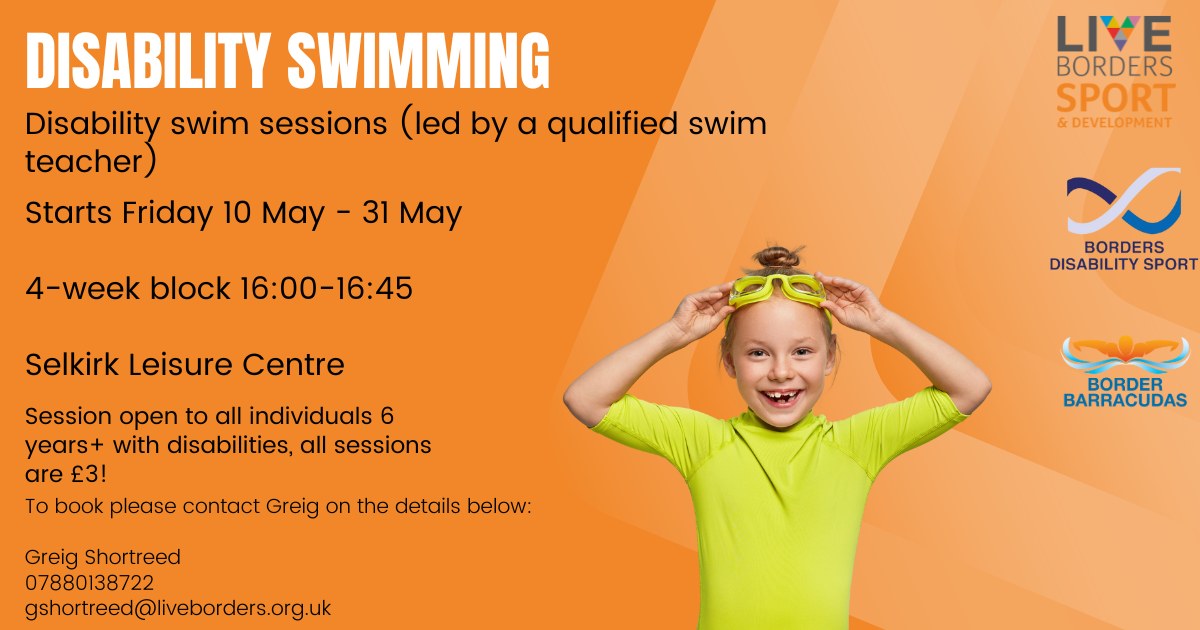 Last minute spaces up for grabs! Four weeks of inclusive fun swimming, which allows the child to swim with their guardian/carer whilst playing and learning in the pool. Contact Greig for further details: gshortreed@liveborders.org.uk 🏊‍♀️🏊