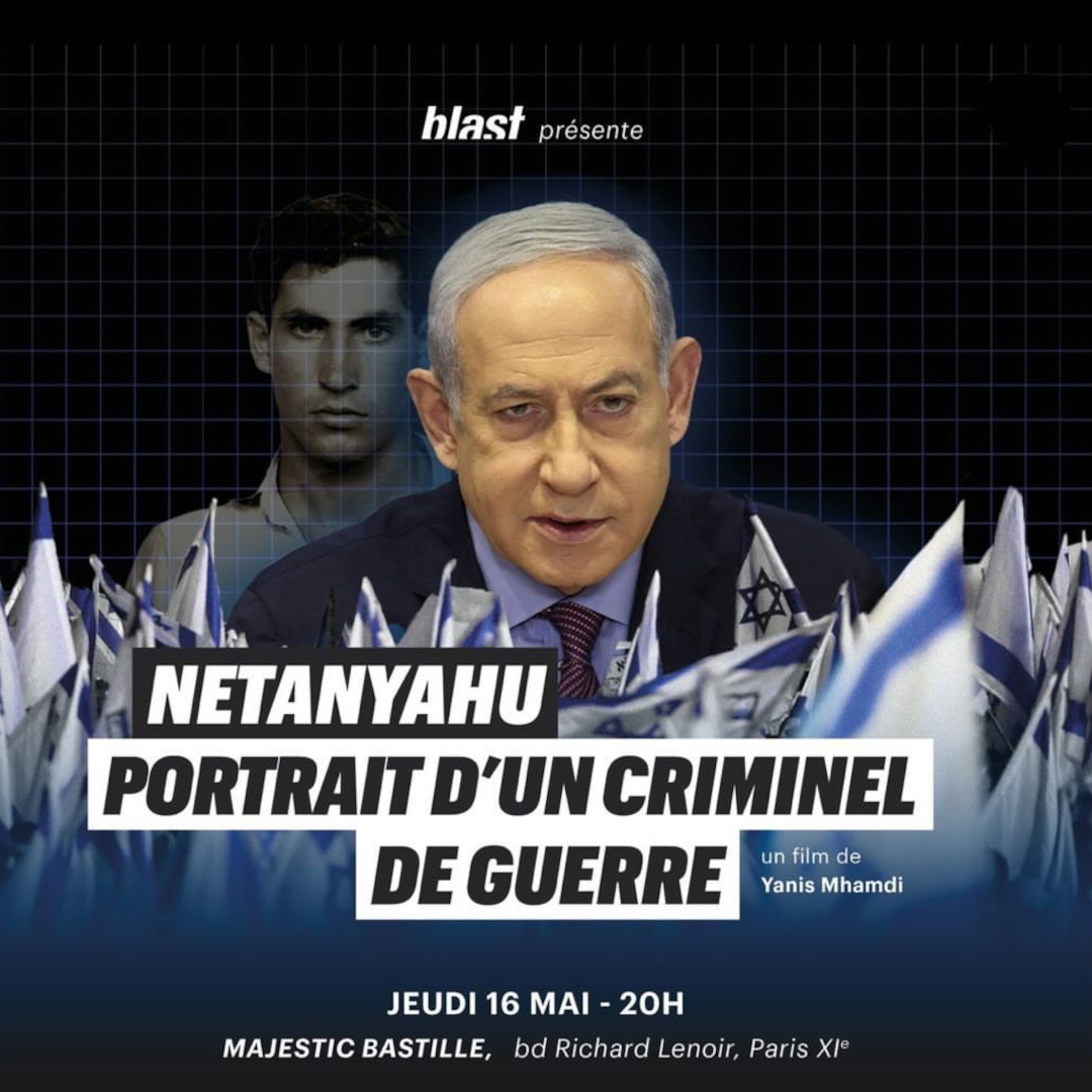 AFPS et @blast_france sont heureux d'annoncer la projection de 'Netanyahu : portrait d'un criminel de guerre', réalisé par @yanmdi au @MajBastille, en présence du réalisateur, Sylvain Cypel, Sarah Sameur et Anne Tuaillon, le jeudi 16 mai à 20h. Billet : my.weezevent.com/netanyahu-port…