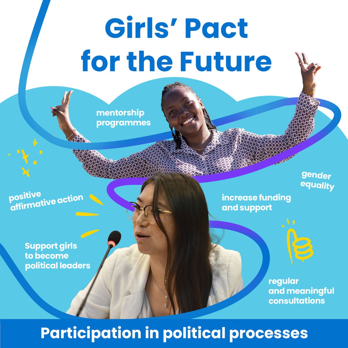 Support girls to become political leaders! 📢. Young people around the world want to see leaders create a world where #GenderEquality is a reality #FutureGirlsWant plan-international.org/girls-pact