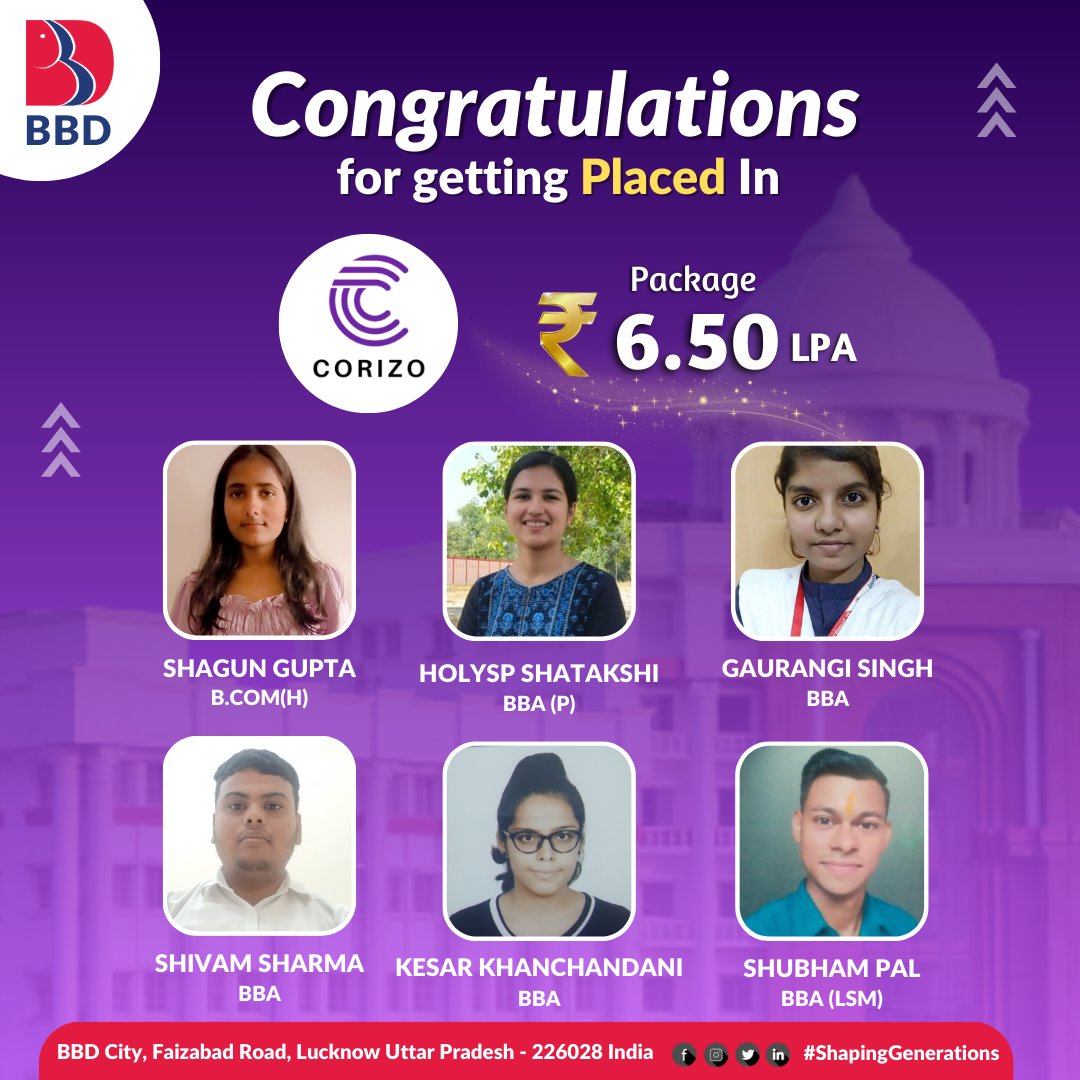Heartiest Congratulations and best wishes to all the students for their future endeavors!! #Corizo #wearefutureready #campusplacement #bbdgroup #lifeatbbd #bbdgroup #lucknow #wearefutureready #bestuniversity #lucknow