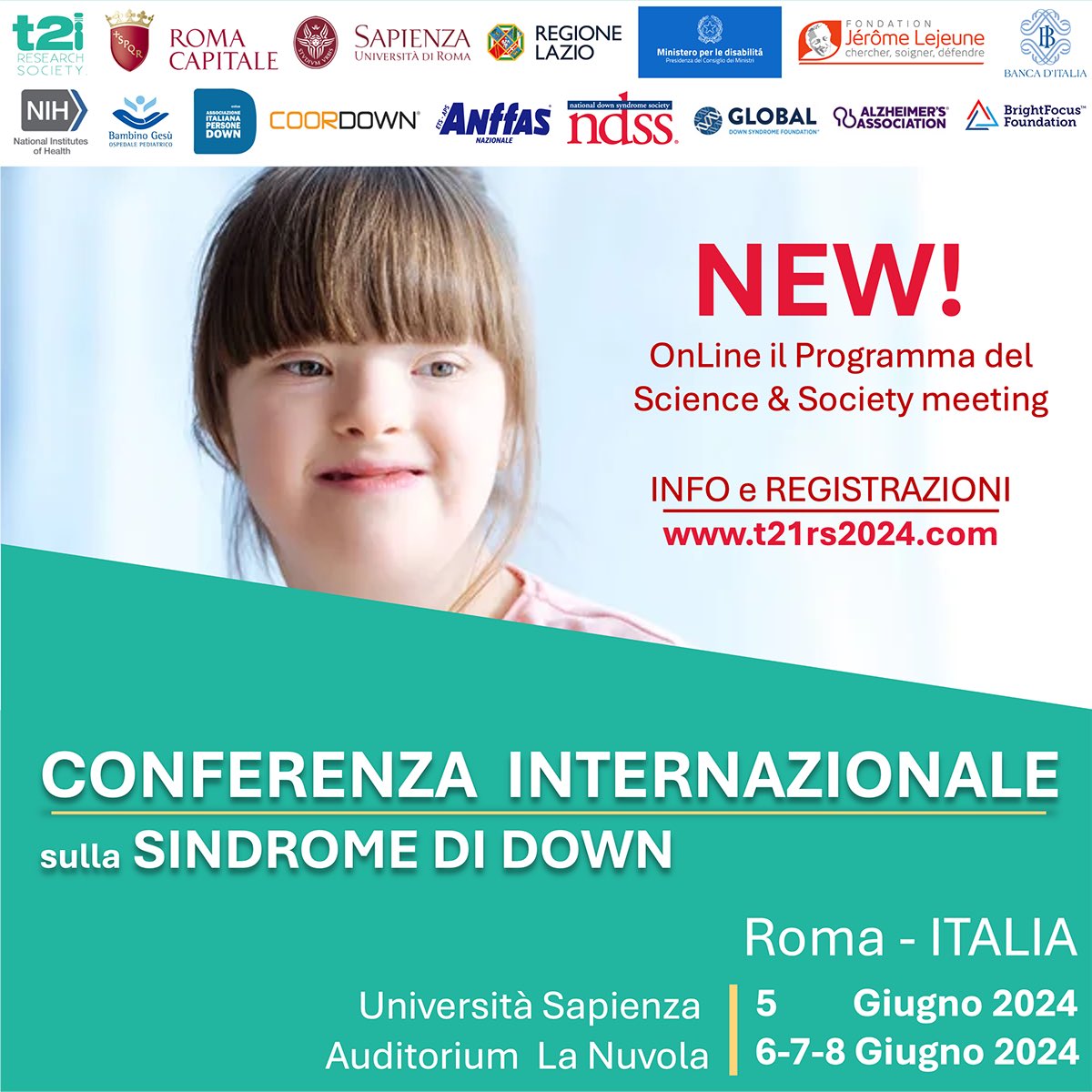 The #Program for the #science & #society meeting is out! Don’t miss the #opportunity to meet the best scientists in the #World and to learn about the most recent breakthroughs on #downsyndrome 🔗 lnkd.in/dN7xxH-E