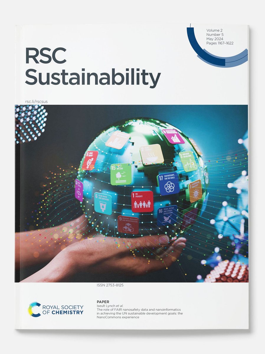 New cover art! Published as an inside front cover in RSC Sustainability @RSC_Sus! The work is by Prof. Iseult Lynch @iseult5 from @unibirmingham and a team from across Europe, on the impact of Findable, Accessible, Reusable and Interoperable (FAIR) nanomaterials environmental