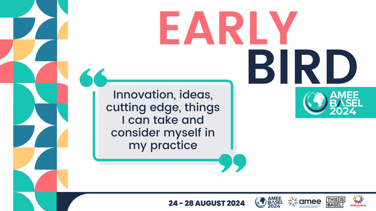 🌟 EARLY BIRD REGISTRATION IS OPEN 🌟 Only 3 weeks left! Join #HealthProfessionsEducators from 100+ countries at #AMEE2024 in Basel! Can't make it in person? Join online! Register here: ow.ly/F7my50RvGJi #EarlyBirdDiscount #Connect #Grow #Inspire #HPE #AMEECommunity