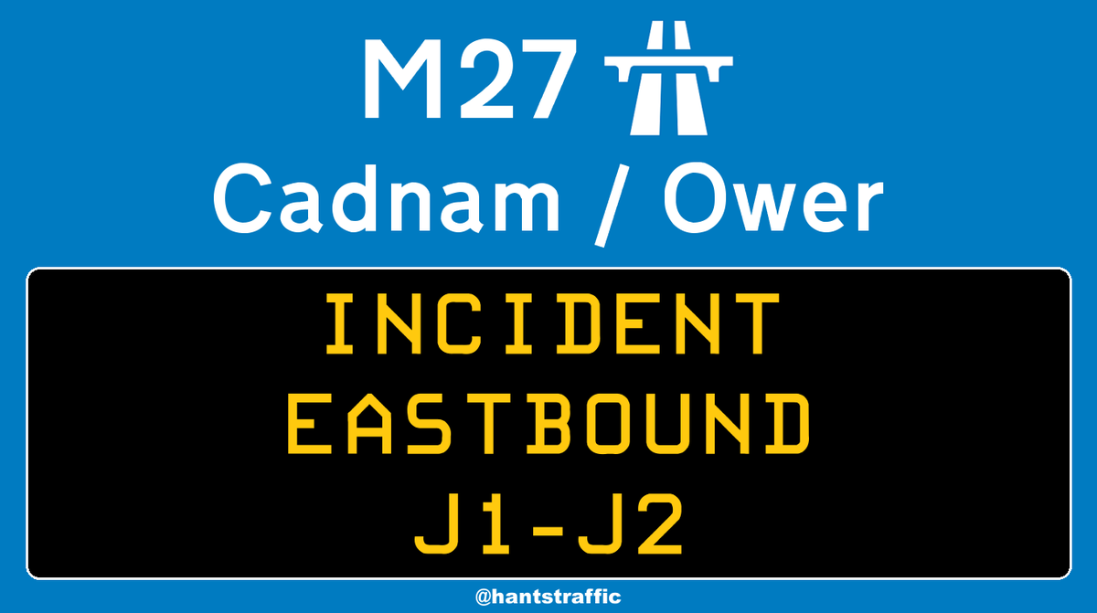 #M27 Eastbound - Lanes 2 & 3 are BLOCKED between J1/#A31 #Cadnam and J2/#A36 #Ower due to an RTC, delays building.