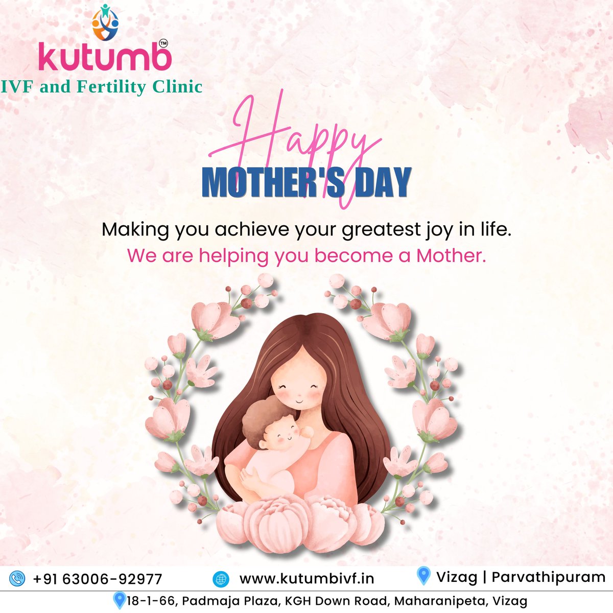Happy Mother's Day! At Kutumb IVF, we're dedicated to helping you achieve the greatest joy in life—becoming a mother. #happymothersday2024 #mothersday #motherslove #kutumb #vizagivf #visakhapatnam #kutumbivf #vizag