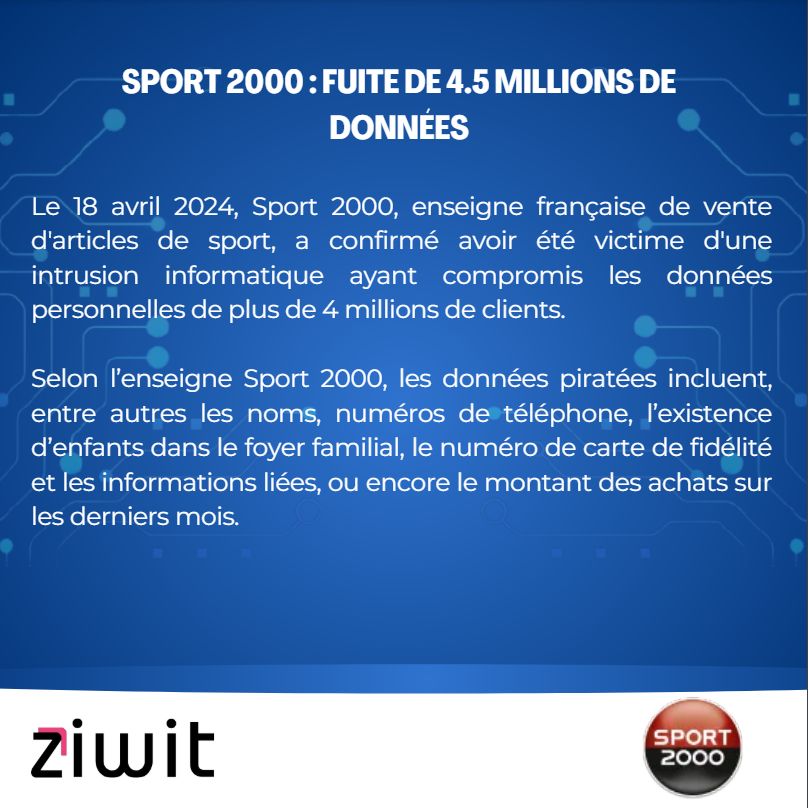 Découvrez les CyberNews d’Avril 2024.

Durant avril, des cyberattaques ont paralysé des organismes publics dont l’hôpital de Cannes, et les villes d’Albi et de Gravelines. 
Pour le privé, Speedy et Sport 2000 ont subi des intrusions et vols de données.

buff.ly/4bmhM9n
