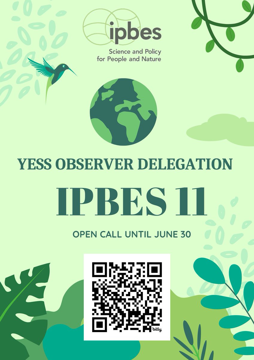 Registration for the IPBES Plenary this year as a YESS delegation is open! Applying here: bit.ly/YESS-IPBES11 Our deadline is set at 30 June. We are looking forward to having you with us in Africa this December! #ecosystemservice #biodiversity #ipbes