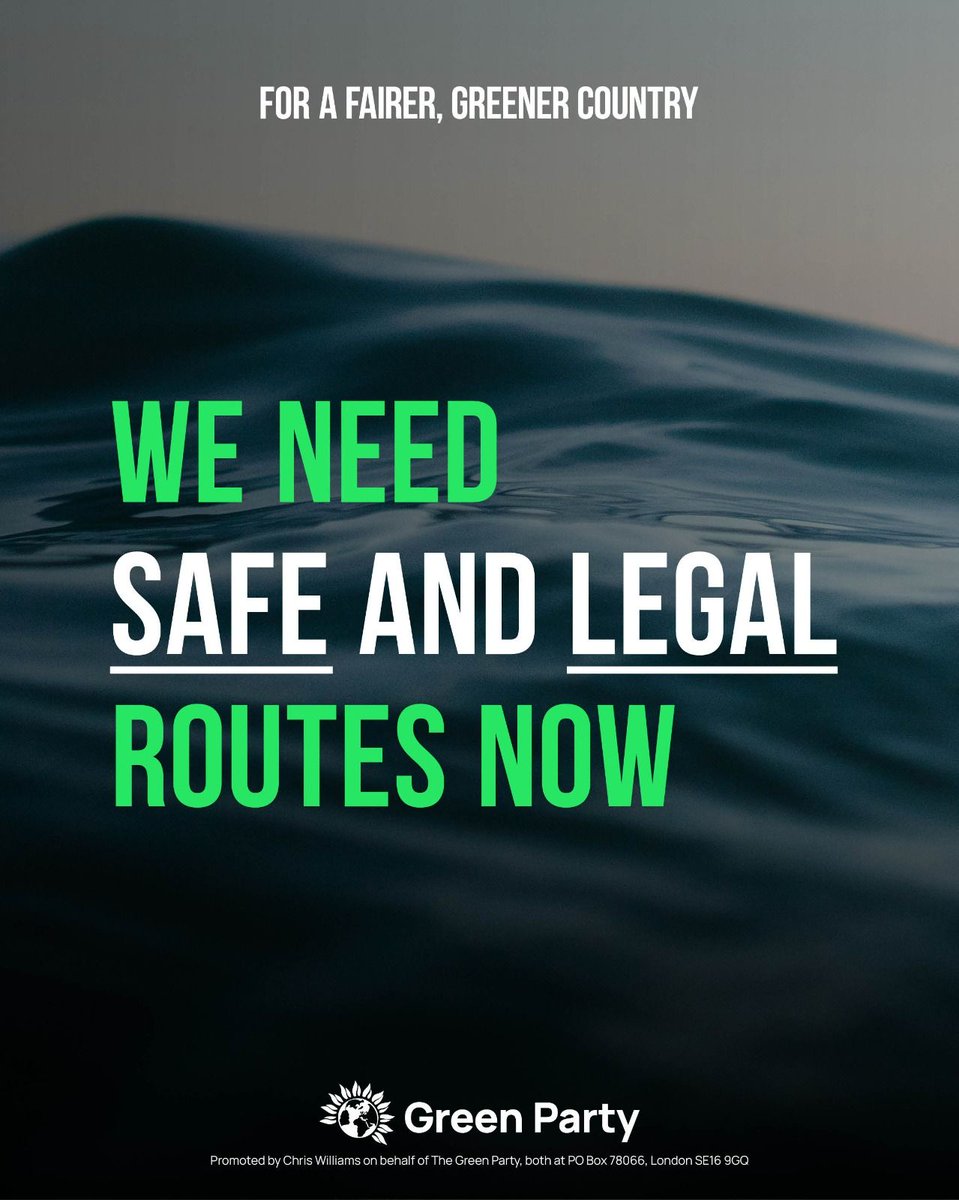 Safe and legal routes now. Keir Starmer has announced that the Labour party will fund a new ‘border security commander’ rather than opening safe & legal routes for people to claim asylum in the UK. Only the Greens are committed to a humane, common-sense approach to migration.