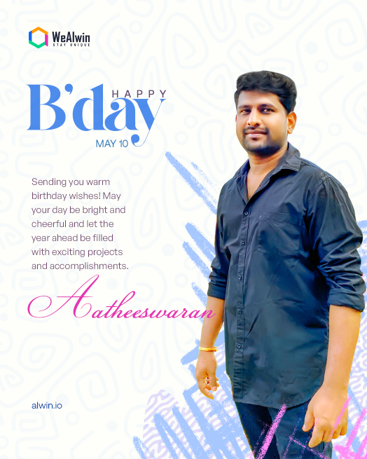 Happiest Birthday Mr. Aatheeswaran

🎁Let's make their day extra special with our #wishes..📷Another year #older, another year #wiser!  

Follow @AlwinTechnology.. 📷

#wealwin #birthday #birthdaywishes #birthdaycelebration #happybirthday #happybirthdaytoyou