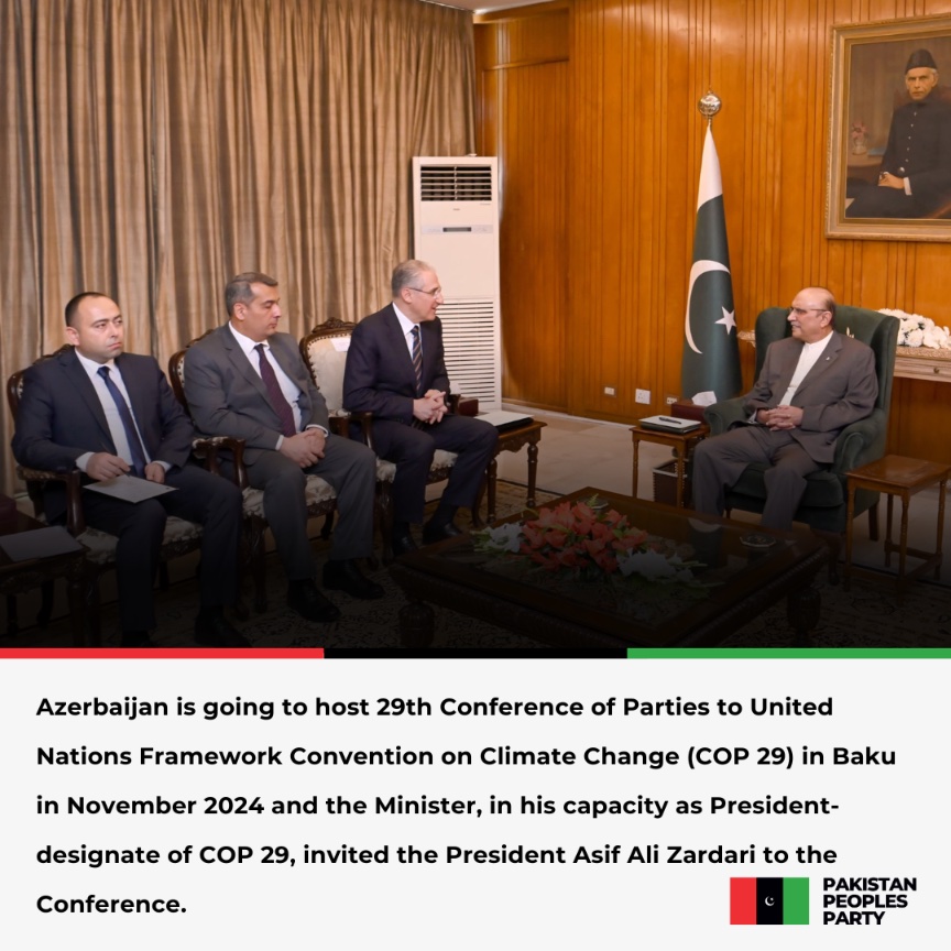 Minister of Ecology and Natural Resources of Azerbaijan/COP 29 President-designate, Mr Mukhtar Babayev, who along with his delegation called on President @AAliZardari today, at Aiwan-e-Sadr, Islamabad. Read More: ppp.org.pk/pr/31888/