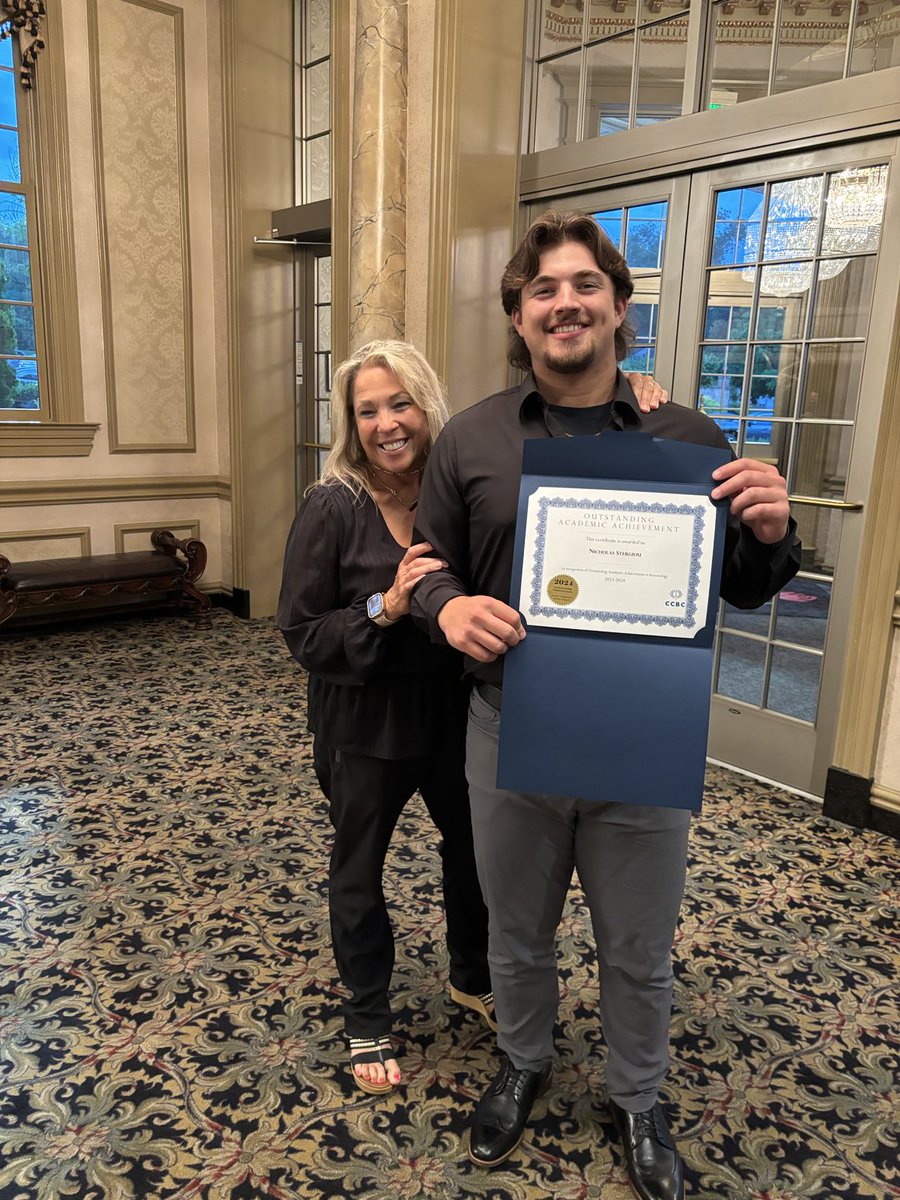 Congratulations to Nick Stergiou for his outstanding achievement award in kinesiology studies at Catonsville Community College. He also achieved Academic All American for the 4th consecutive semester. Ranks 23rd nationally in hitting and 4th in Md.JUCO. Congrats son. What a year!