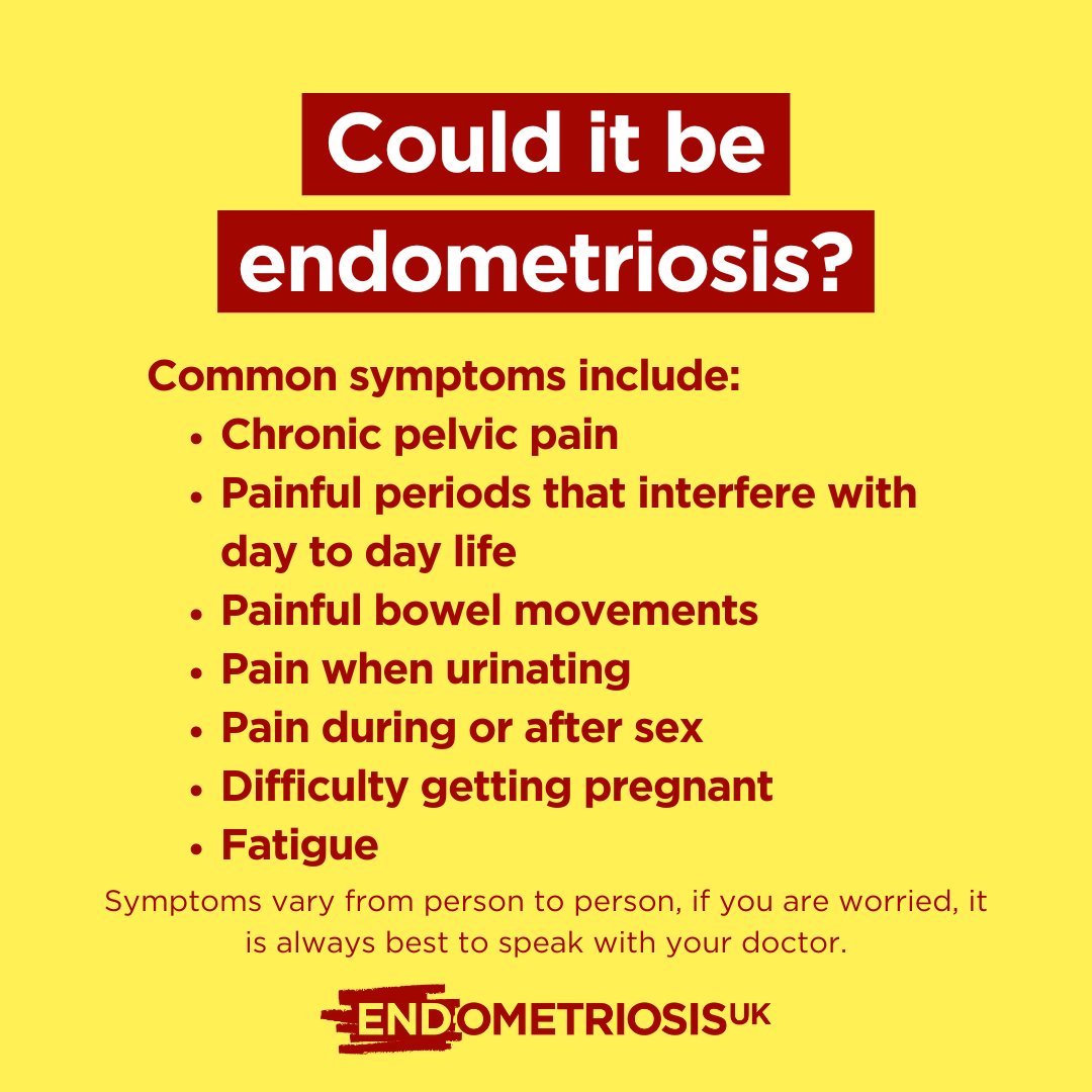 Do you know the symptoms of endometriosis? By sharing this post, you may help us to reach someone who doesn't 💛 While symptoms listed are considered the most common or ‘classic’, other symptoms have been reported and everyone’s experience is different. endometriosis-uk.org