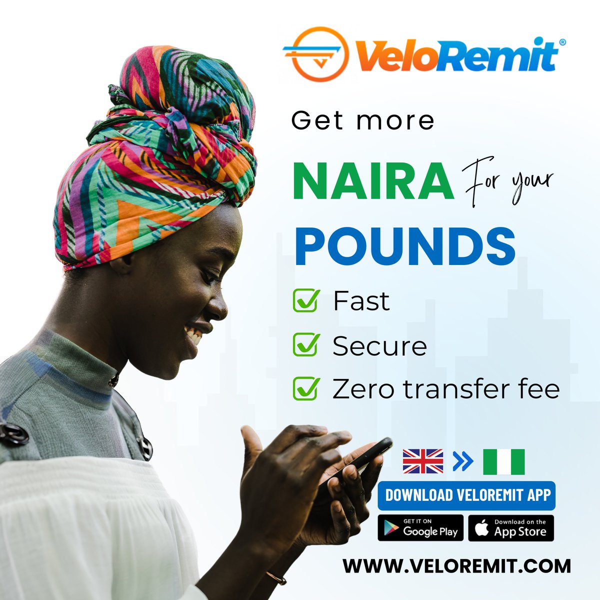 Embrace the Friday vibes! 🇬🇧🇳🇬 Whether it's paying a bill, sending a gift or supporting loved ones, VeloRemit makes it easy and secure. Have a fantastic weekend, everyone!💸✨ #veloremit #TGIF #weekendready #moneytransfer #uktonigeria #zerofee #nigeriansinuk #etioba_velo✅
