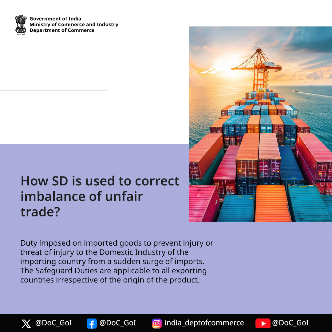 DoC_GoI's tweet image. Safeguard Duties aren&apos;t just about protection; they ensure fair play in global trade by responding to unexpected import surges. #GlobalTrade #EconomicProtection #DoC_GoI