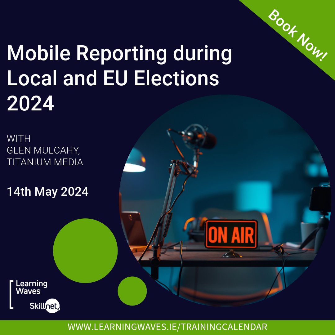 🗣️NEXT WEEK🗣️ One that's sure to catch multimedia journalists' attention: Mobile Reporting during Local and EU Elections 2024 with @GlenBMulcahy , Titanium Media​📱 👇Sign up now: bit.ly/LWTC2024 @skillnetireland #MobileJournalism #Radio #RadioTraining #CreatingGreatRadio