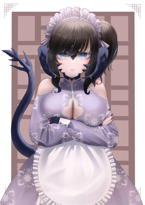 FF14の二次創作として描いたチャイナメイドぉ…のアウラぁ… 