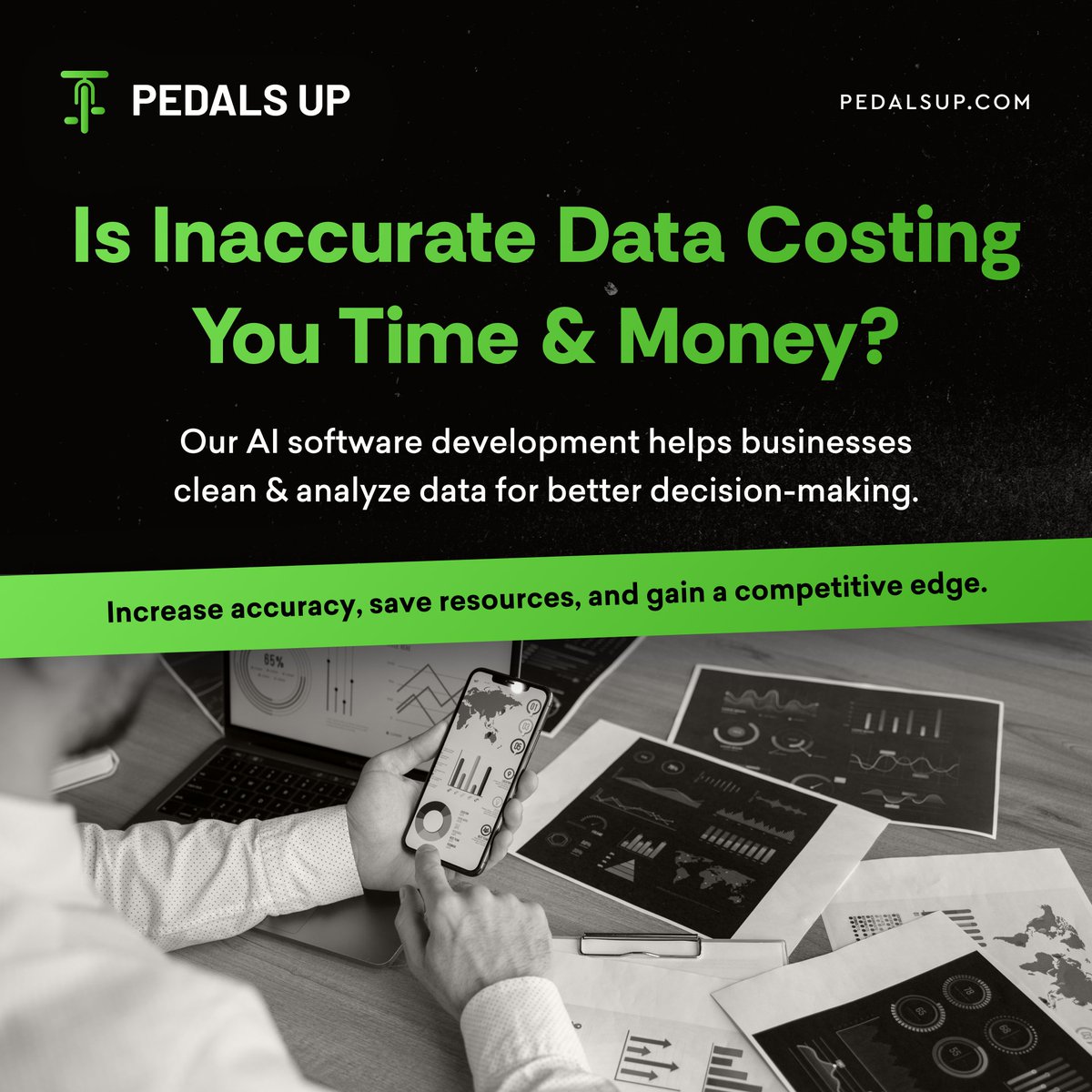 Drowning in inaccurate data? Our AI solution cleans and analyzes data for smarter decisions. Stop wasting time and money and get the edge for your business with Pedals Up.
#pedalsup #dataanalysis #ai #cleandata #aidevelopment #mobiledevelopment #softwarecompany #SoftwareSolutions