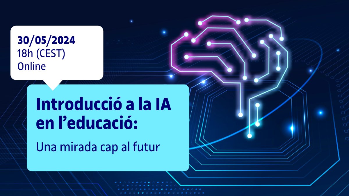 🎯En el marc del 20è aniversari del màster d'Educació i TIC (#eLearning) de la #UOC.

🗓️ 30/05 | 🕕18 h
🧑‍💻#Webinar: "Introducció a la #IA en l'#educació: una mirada cap al futur".

👉Inscripcions: lc.cx/LHkr4m