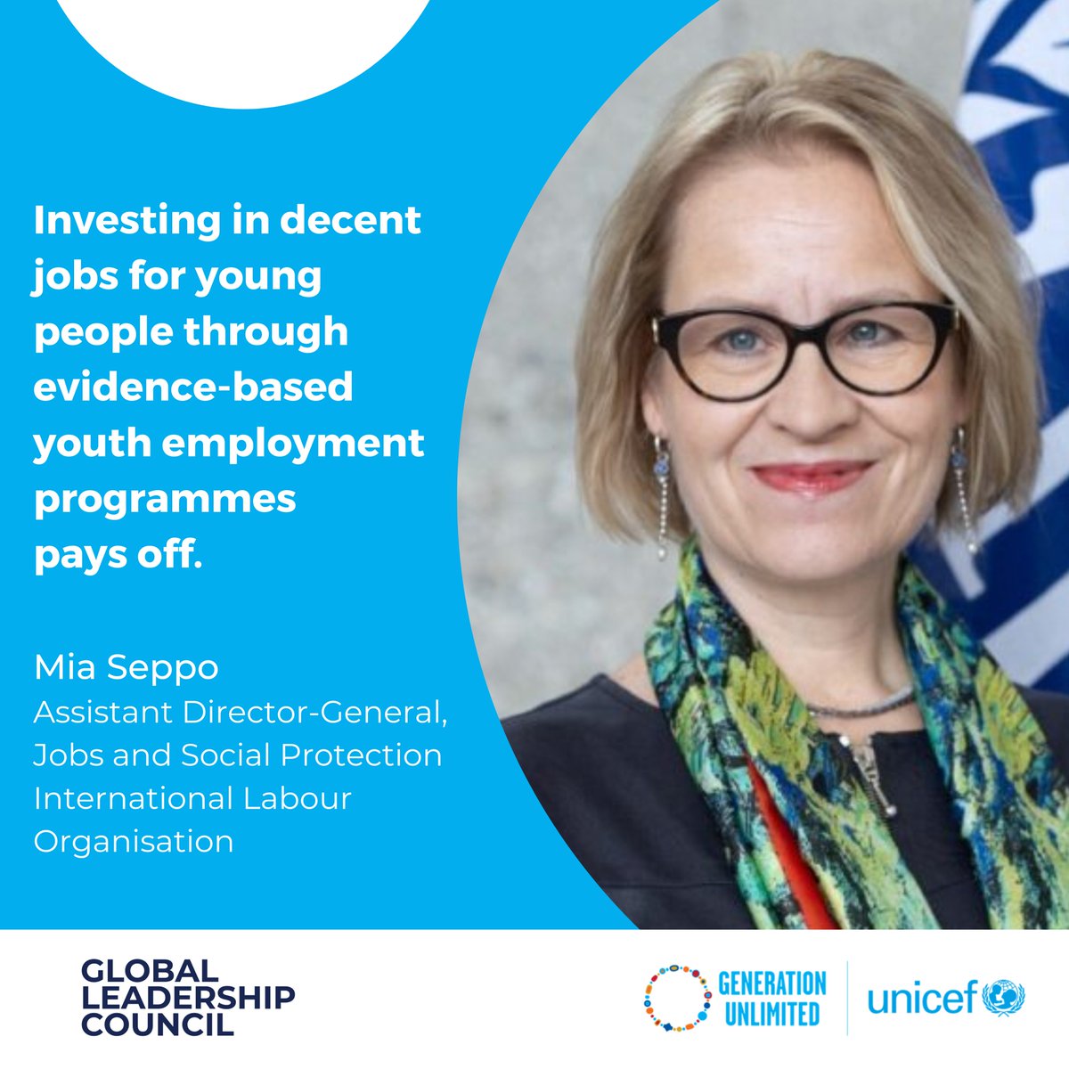 Empowering young leaders with #SkillsRightNow⚡ @MiaSeppo highlights during @GenUnlimited's Global Leadership Council the importance of investing in young people through evidence-based youth employment programmes. Discover more🔗 uni.cf/3JRKumb.