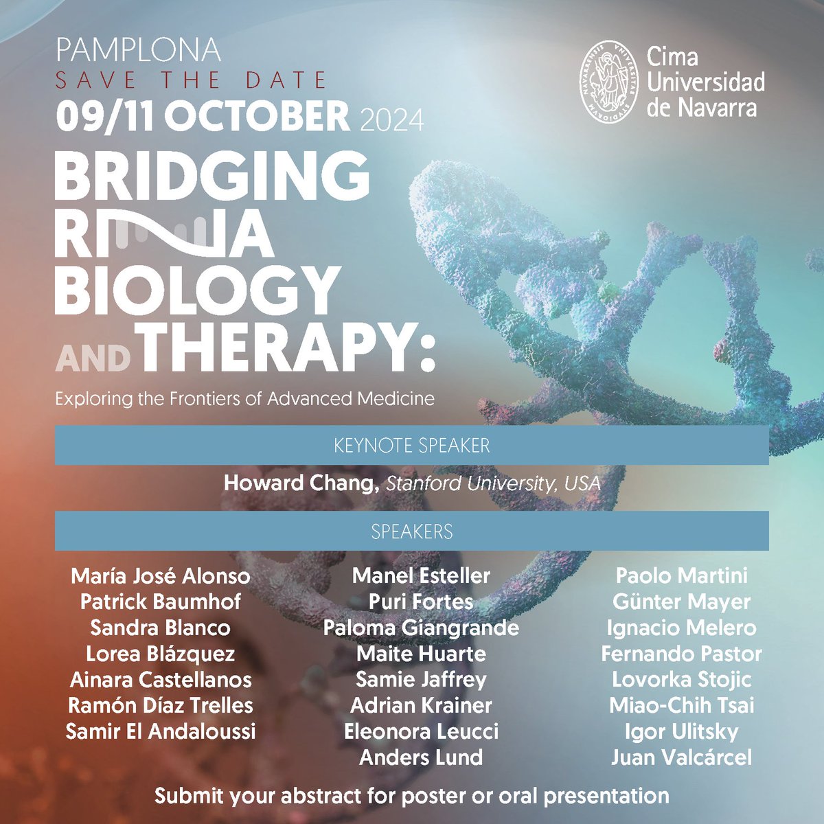 🔥🔥🔥Registration is open!! Bridging RNA Biology and Therapy. 9th-10th October 2024. Don't miss the opportunity to share your work with an outstanding line up of speakers in the unique Pamplona (Spain).👇👇👇 doctaforum-events.org/2024/rnasympos…