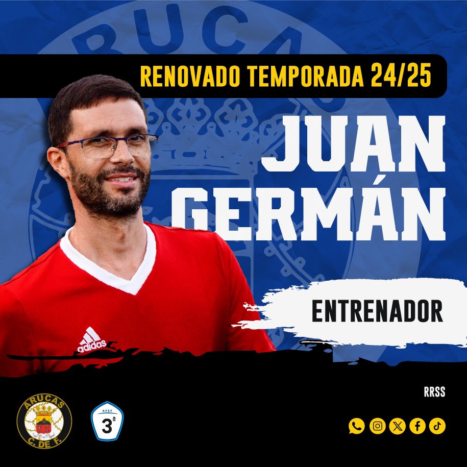 🚨 Viernes de NOTICIÓN… 

Juan Germán Jiménez RENUEVA su compromiso y seguirá al frente de nuestro equipo la temporada 24/25. 🤩

¡Seguimos remando juntos, míster! 🚣 
¡Su suerte será la nuestra, #VamosConTodo! 🔥

#Blanquinegros 🤍