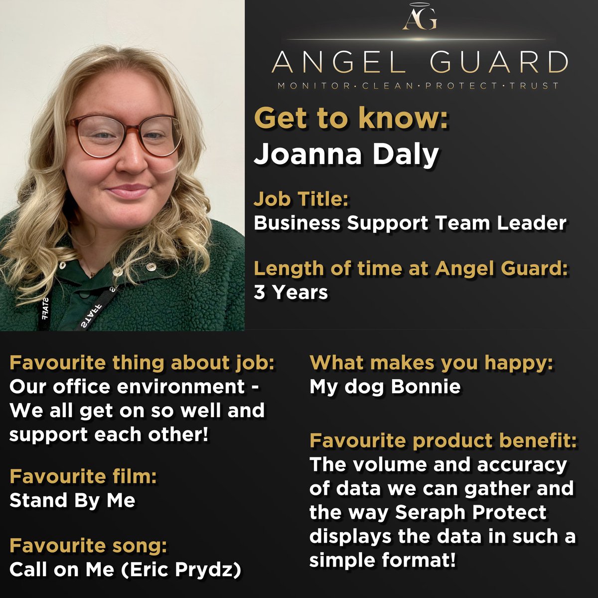 AngelGuardLtd's tweet photo. Continuing this Friday with meeting the Angel Guard team.

Today is our Business Support Team Leader, Jo!

Joanna helps with liaising with clients and potential clients, ensuring they get all the help they need when purchasing or enquiring about our products. https://t.co/5t90hmz1Rw