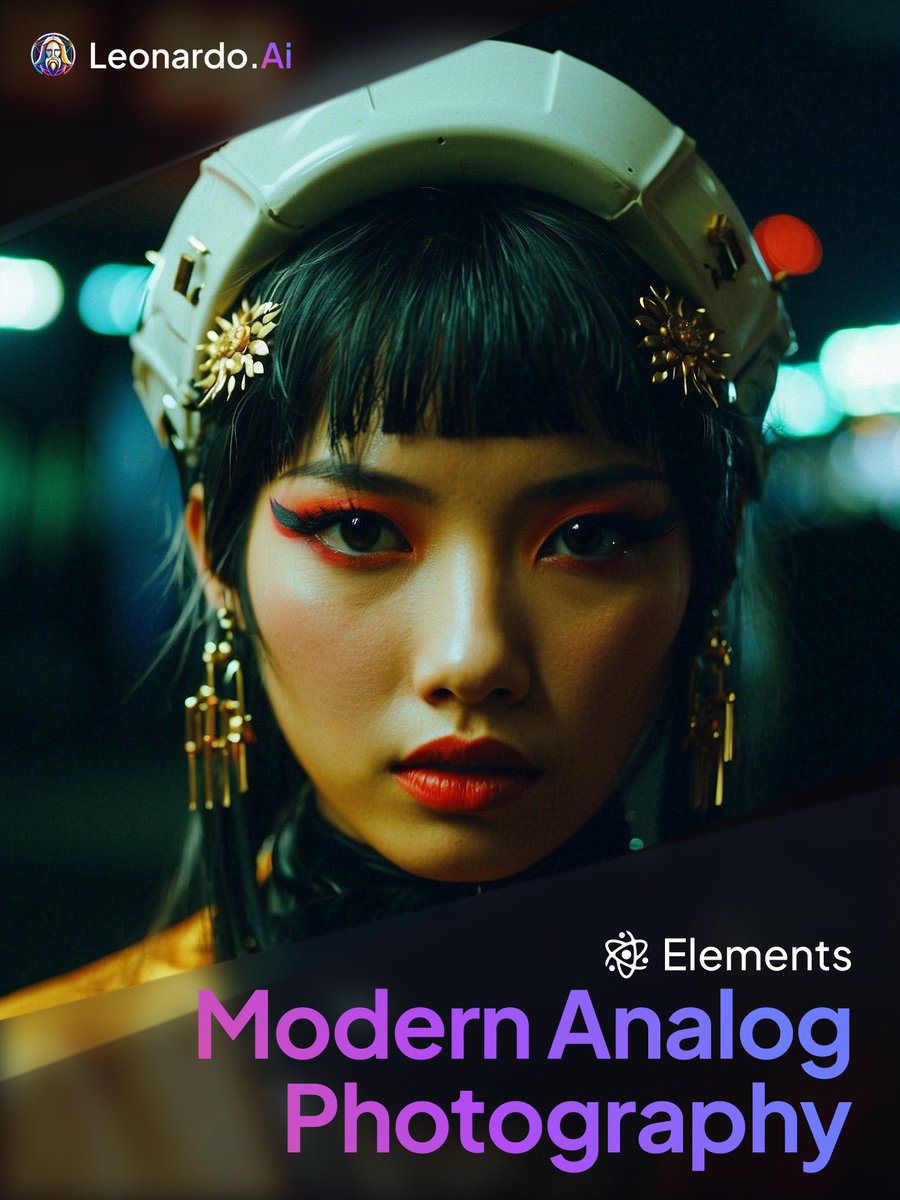 --> Have you tried the new @LeonardoAi_ Element? Check out my post below where I combine Vision XL Model with the Fashion Preset and the Modern Analog Photography Element #AIFashion #LeonardoAI