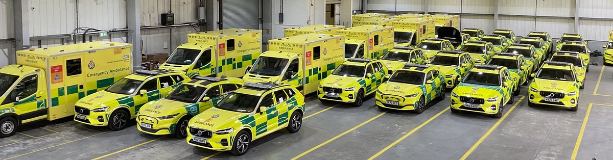 Visited our vehicle commissioning centre this morning - all of these vehicles almost ready for TeamLAS to use! All are electric, hybrid or low weight diesels that use 20% less fuel than normal ambulance @Ldn_Ambulance