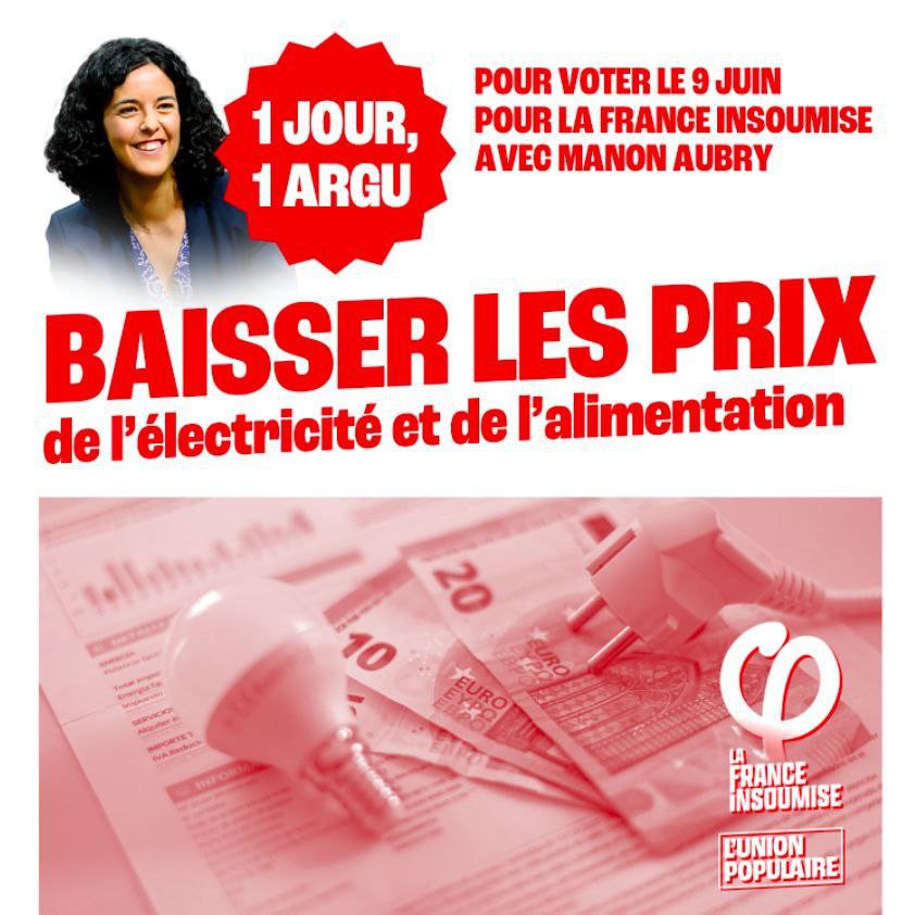 1) Y'a urgence à baisser les prix. 2) C'est possible car les insoumis sont capables de victoires (devoir vigilance, présomption de salariat, pêche électrique...) ➡️ Donc pour des factures et des courses moins chères, votez #UnionPopulaire avec @ManonAubryFr ! #Europeennnes2024