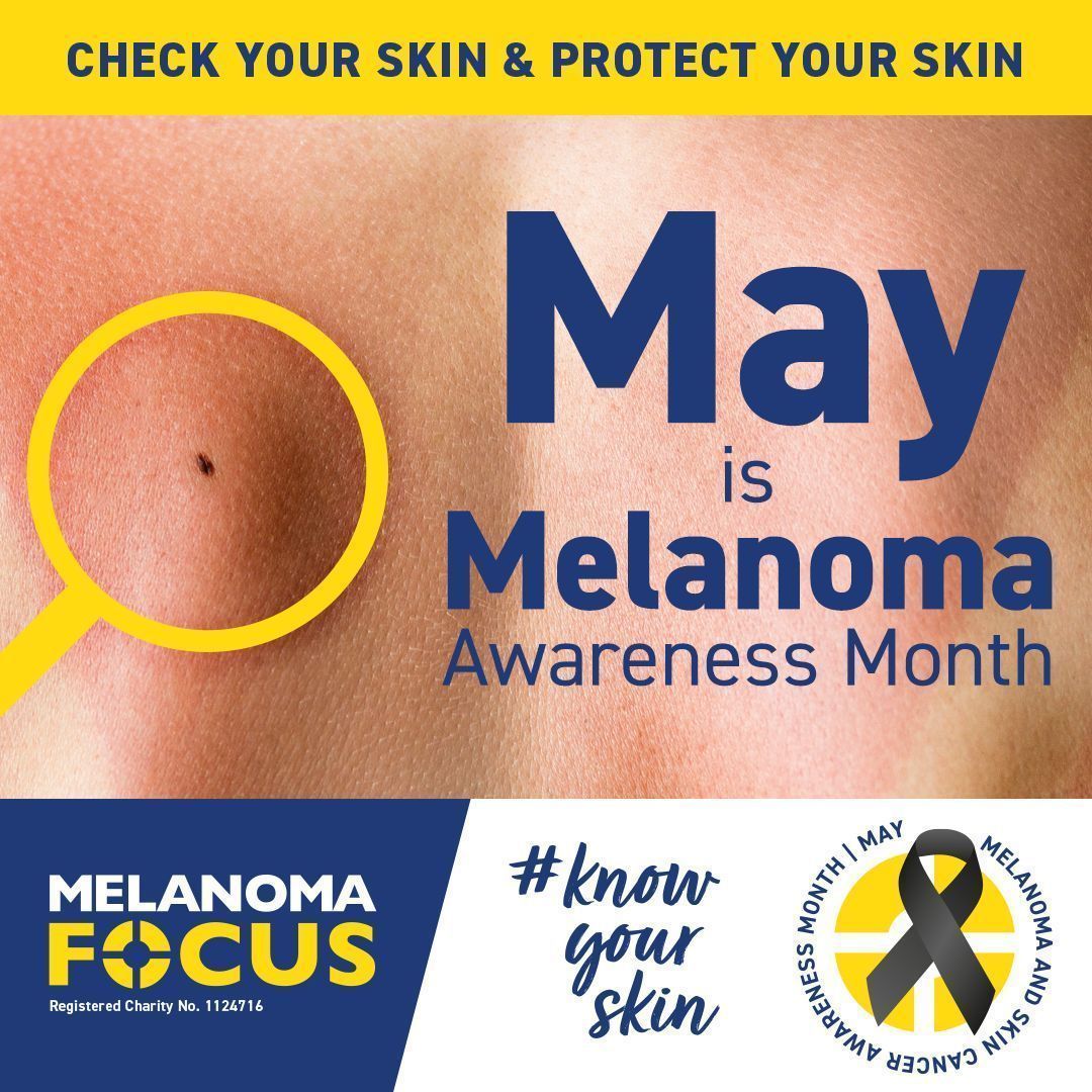 This #MelanomaAwarenessMonth: - Protect your skin from the sun, cover up & apply SPF30+ sunscreen - Check your skin & contact your GP if you notice new / changing moles or lesions Cases of skin cancers are increasing in the UK but most are preventable @FocusOnMelanoma