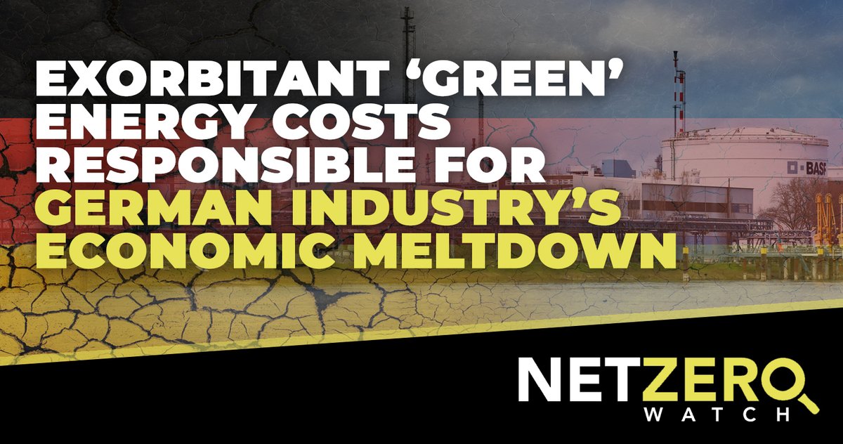 The rocketing power prices caused by Germany’s headlong wind and solar rush are crushing its once thriving industries... No country went harder and faster with its renewable obsession than Germany. And no global manufacturing giant has fallen so far, so fast.

#CostOfNetZero

👉…