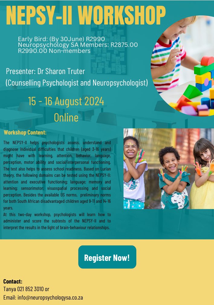 For more information: info@neuropsychologysa.co.za To register: docs.google.com/forms/d/e/1FAI…