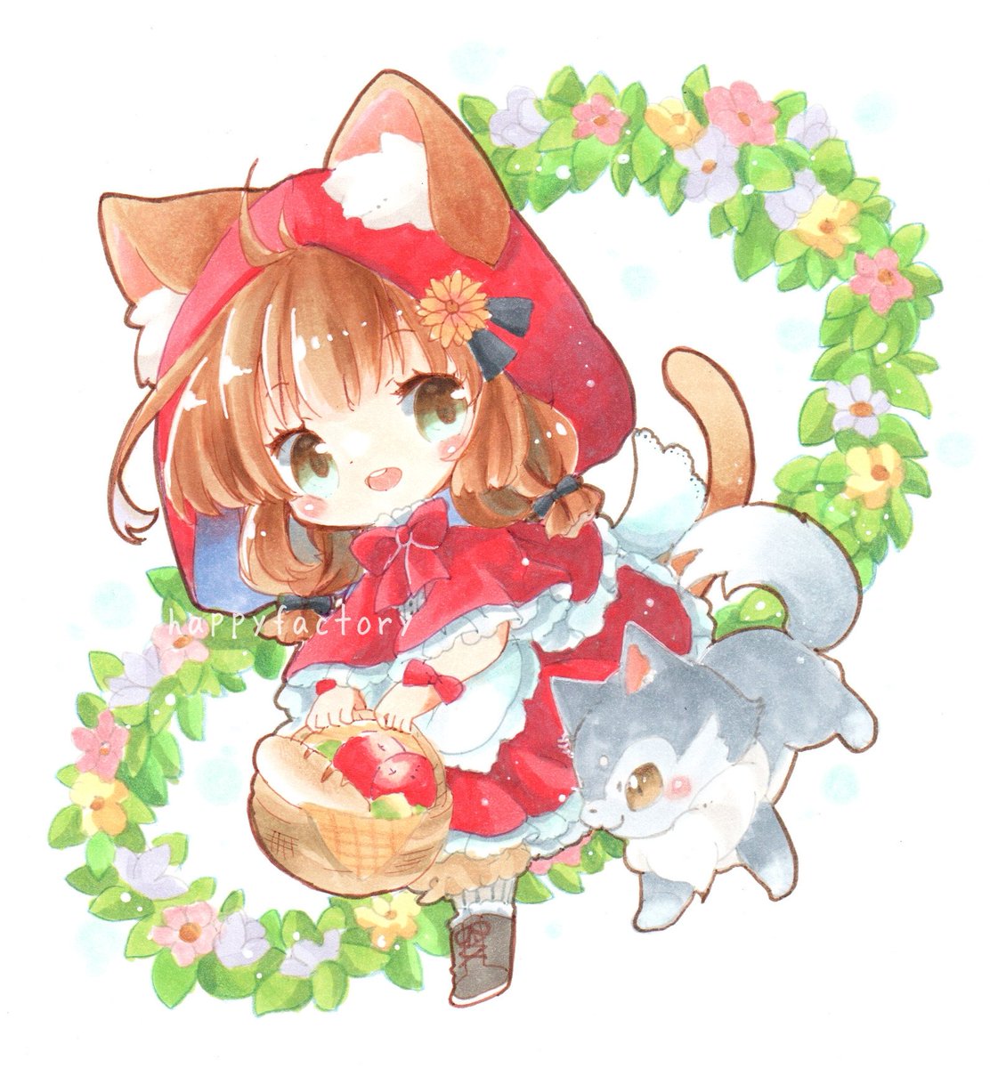little red riding hood (grimm) 1girl solo long hair looking at viewer blush smile open mouth  illustration images