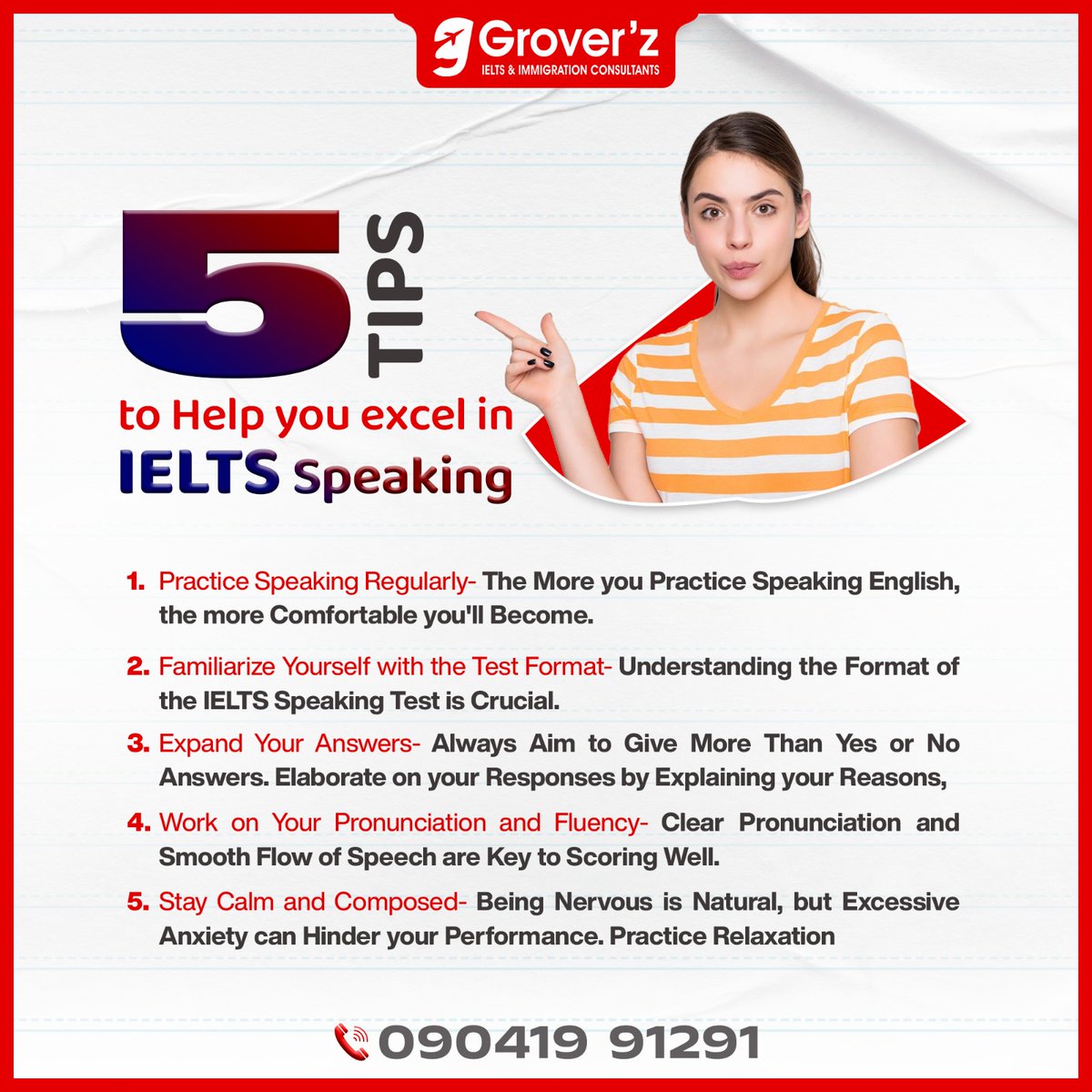 🗣️ Ready to conquer the IELTS Speaking test? Master your fluency and pronunciation with our top tips! Dive deeper into our strategies and prepare to impress. Enroll now⤵️ 09041991291 #GroverzIeltsImmigration #Faridkot #IELTSClasses #IELTSCoaching #IELTS #IELTSTips #Immigration