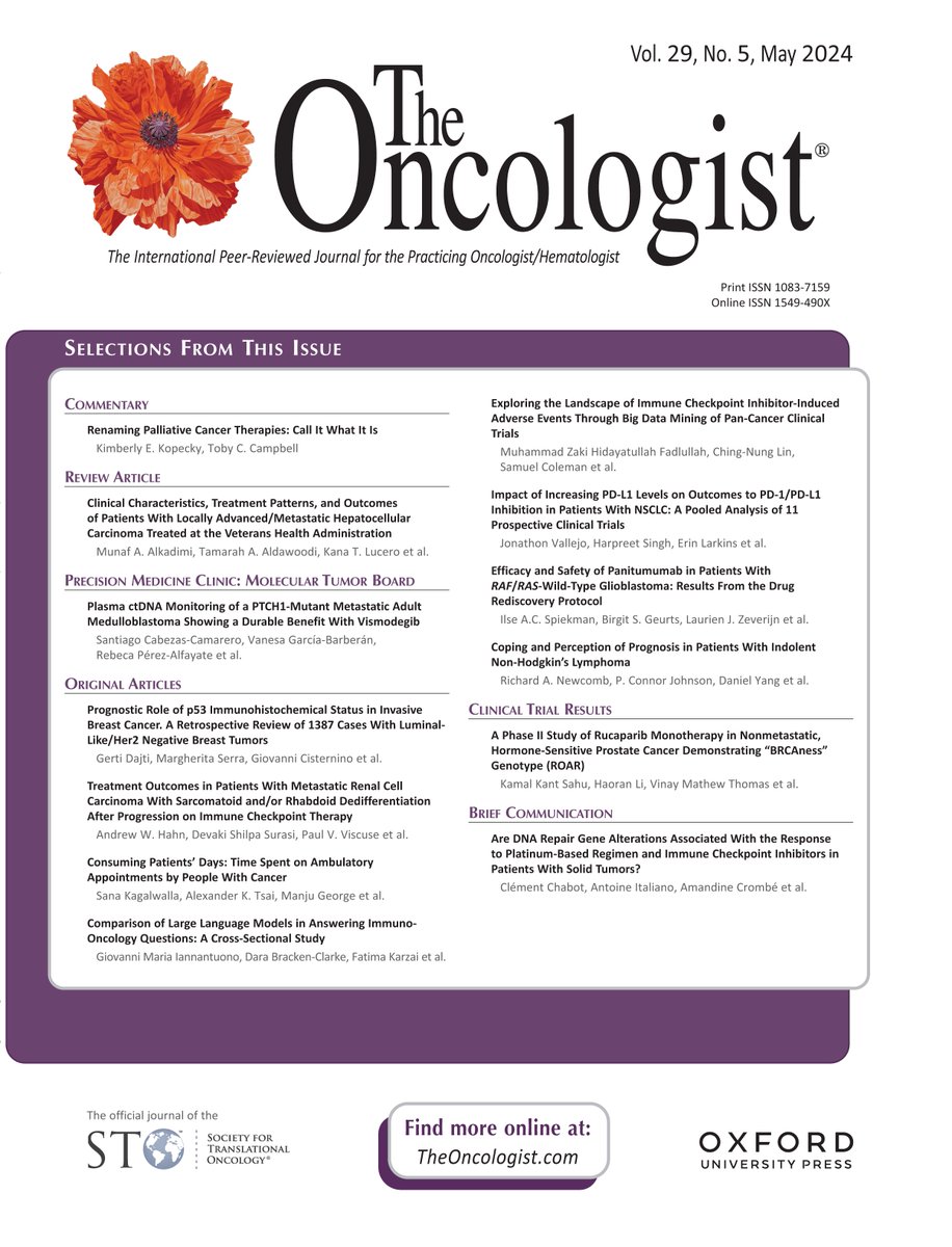 The Oncologist (@oncjournal) on Twitter photo Read the May 2024 issue of The Oncologist, now online <a href="/OxfordJournals/">Oxford Journals</a>: academic.oup.com/oncolo/issue/2…
#OpenAccess Read the May 2024 issue of The Oncologist, now online <a href="/OxfordJournals/">Oxford Journals</a>: academic.oup.com/oncolo/issue/2…
#OpenAccess