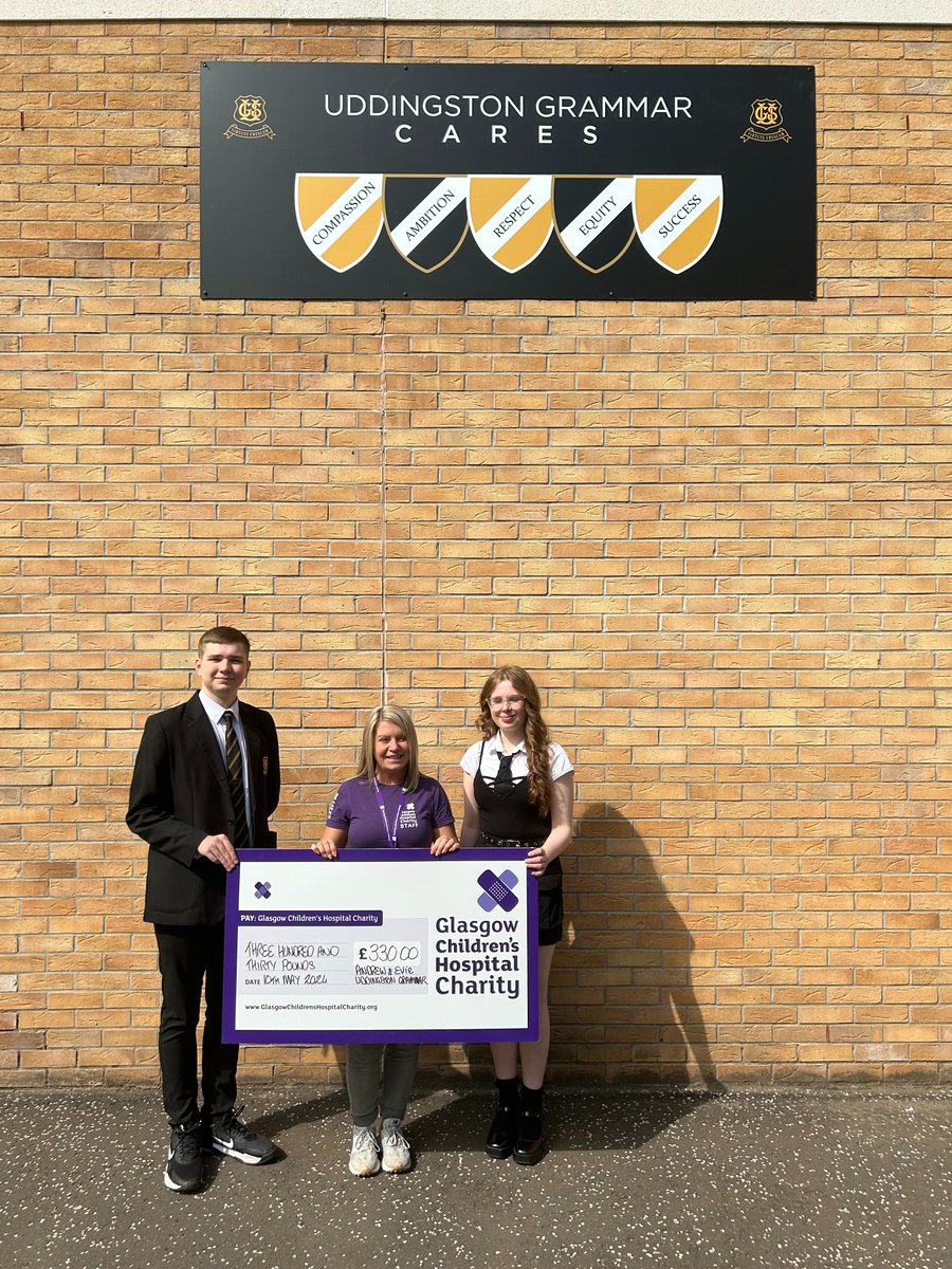 It was lovely to present <a href="/GCH_Charity/">Glasgow Children's Hospital Charity</a> with a cheque this morning following the Teacher Karaoke in which many songs were shown little respect (thanks Erasure!). Thanks to our wonderful S6 team for organising this!