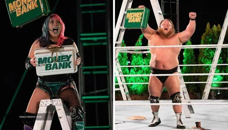 Four years ago today at Money in the Bank, Otis won the men's briefcase in a unique event that took place inside WWE headquarters due to the pandemic.

Asuka won the women's Money in the Bank!

#WWE #prowrestling #Otis #Asuka #moneyinthebank