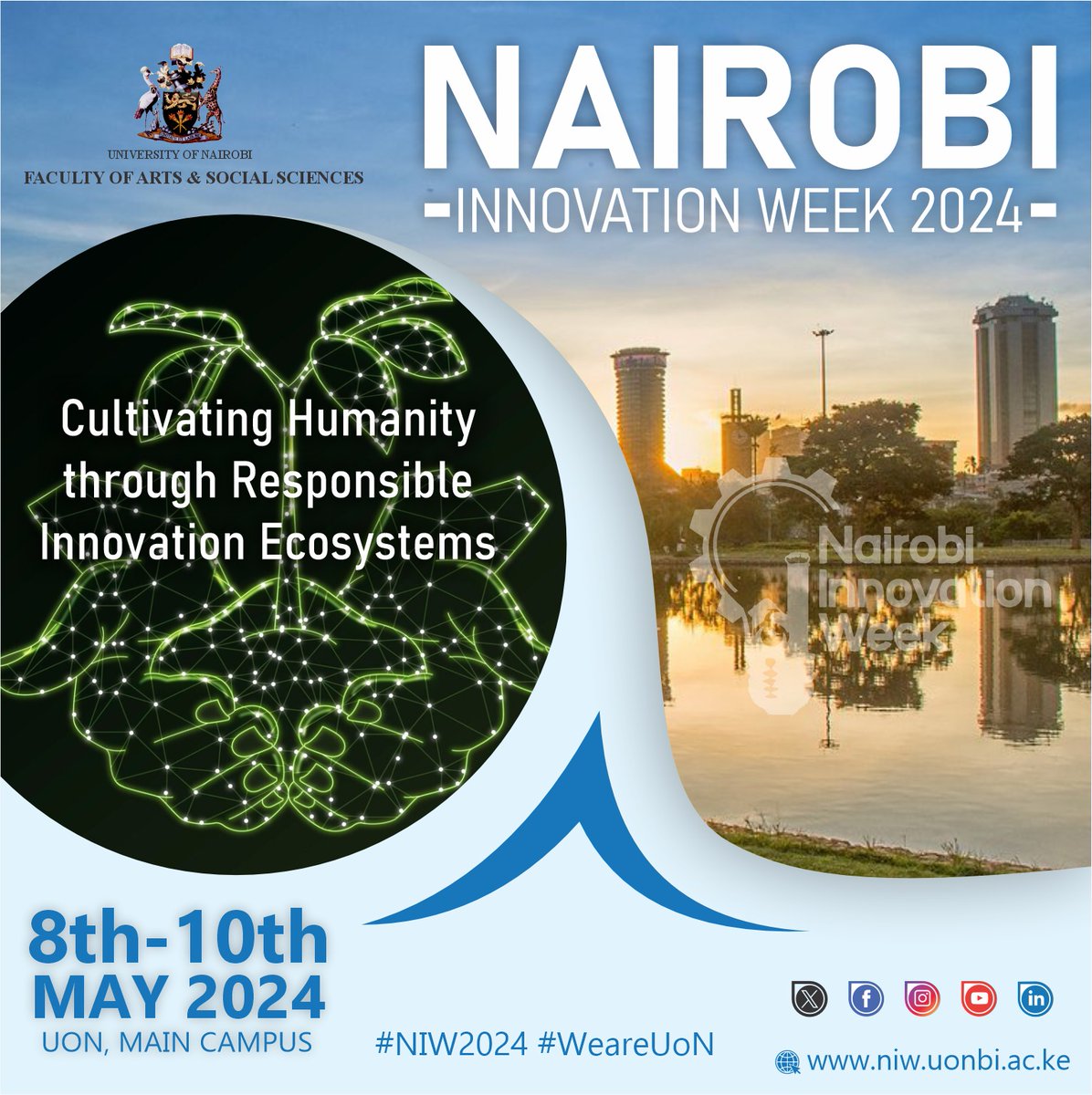 Join us at Taifa Hall for the closing session of the 8th edition of Nairobi Innovation Week, where the Faculty of Arts and Social Sciences will be exploring the path forward in nurturing humanity through sustainable ecosystems.'#NIW2024 @InnovationNIW