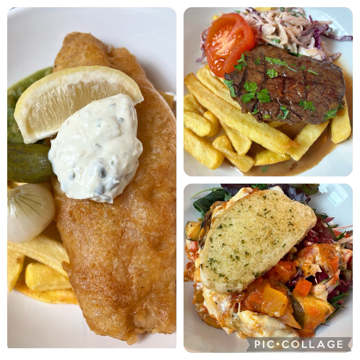 Happy Friday! What a stunning menu we have today: -Tamarind Steak, Peppercorn Sauce and Chips -Vegetable Moussaka and Garlic Bread -ASPH Fish and Chips @LoveBritishFood #greathospitalfood