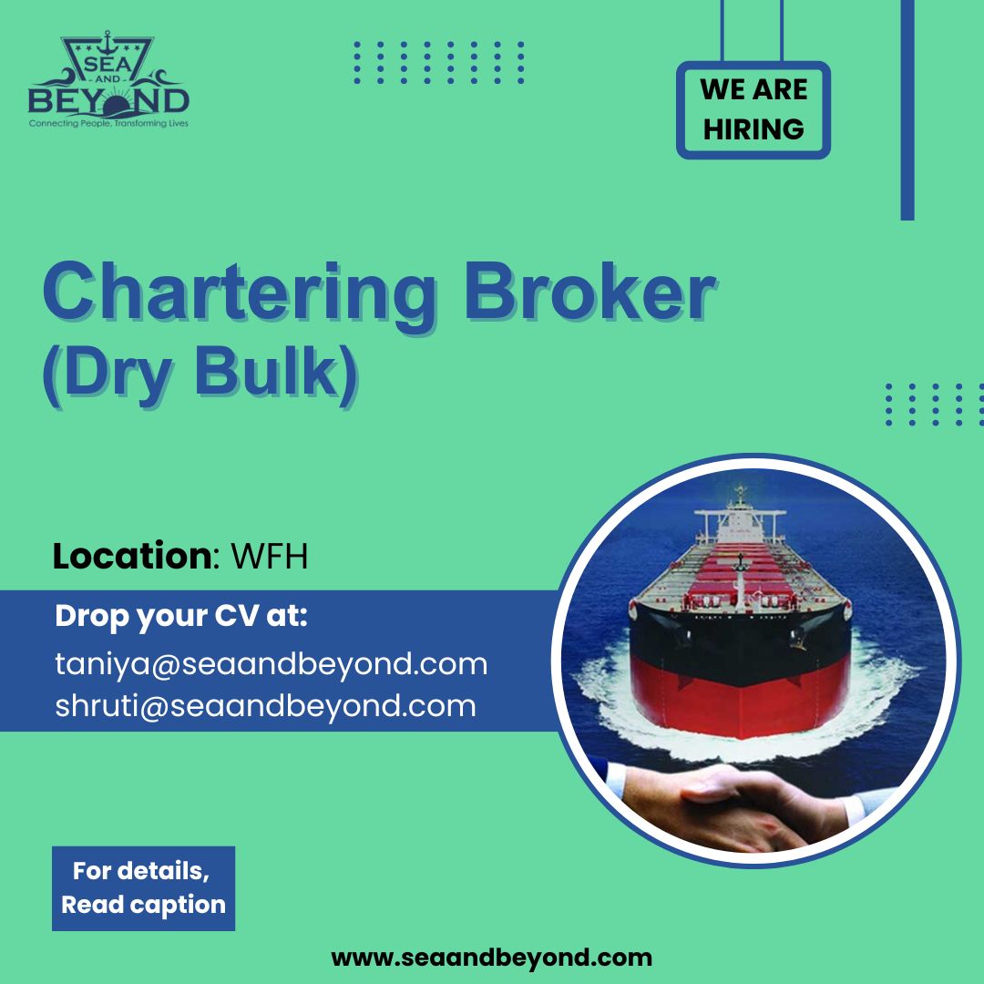 #hiring - 
* Min. 3 - 5 years into chartering
* Should have good contacts with vessel owners/charters
* Excellent negotiation skill
* Willing to travel to meet with clients and attend industry events.

#jobalert #chartering #drybulk #marineknowledge #marinejobs #seaandbeyond