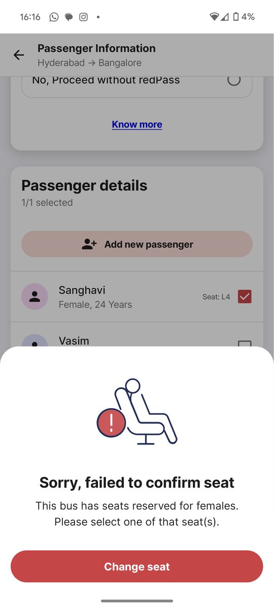 @redBus_in so basically if I've to book a single seat I have to be a man? 🤌🏽🥲
What bullshit is this?