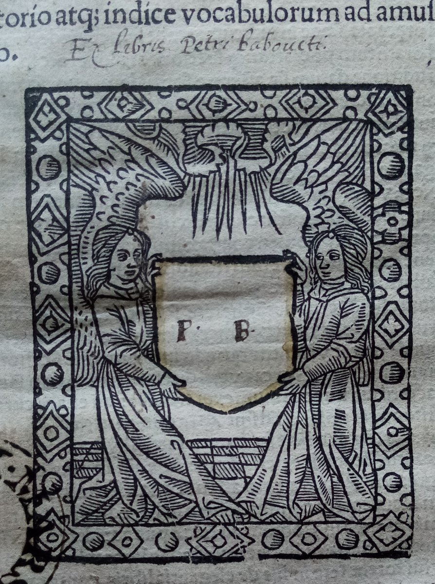 Ours is the only known copy of this 1527 Latin grammar printed in Paris. Apparently the owner, Petri Baboucti didn't have a coat of arms, so he added his initials to the title page. We think he could've gone bigger! #SoleSurvivor #Heraldry #NoMoney